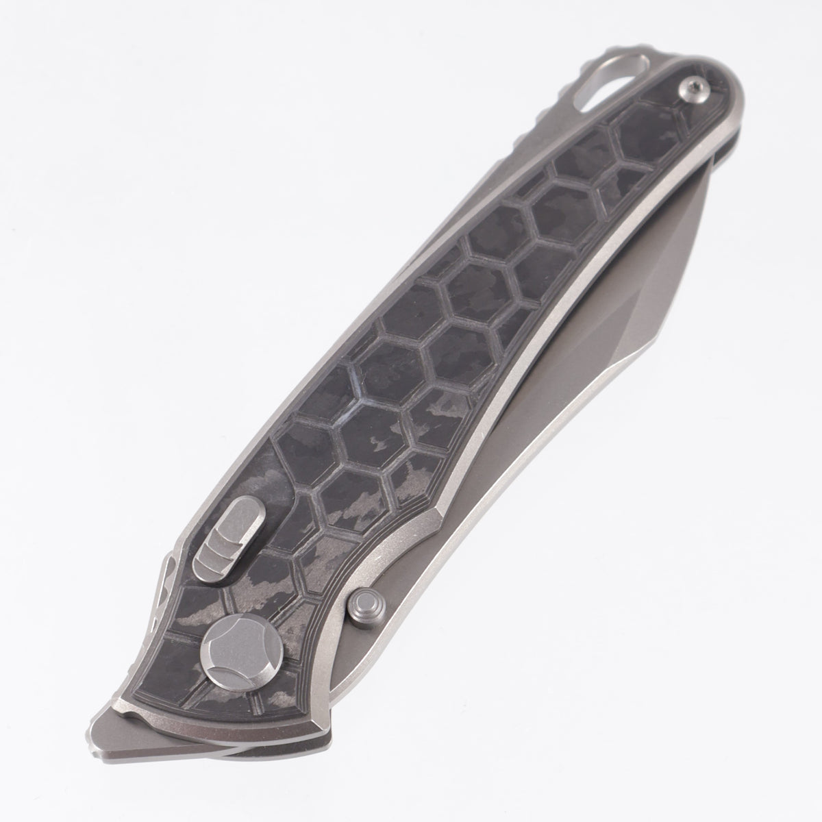 Hawk Knives Talon - Brightwash Titanium w/ Honeycomb Spectral Fat Carbon - Brightwash M390