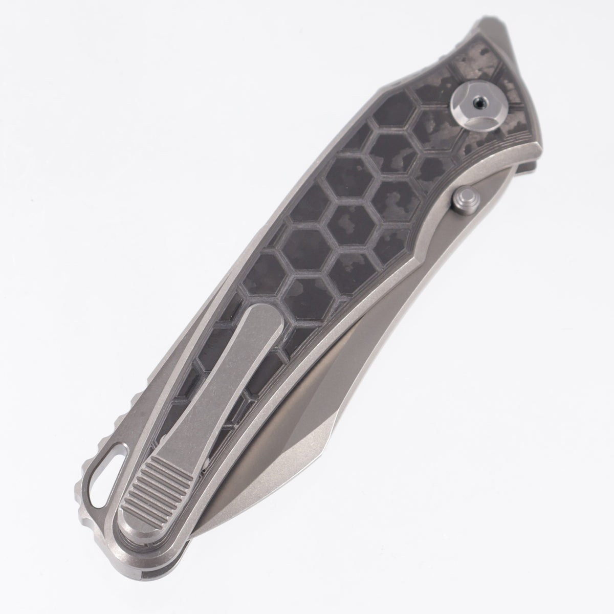 Hawk Knives Talon - Brightwash Titanium w/ Honeycomb Spectral Fat Carbon - Brightwash M390