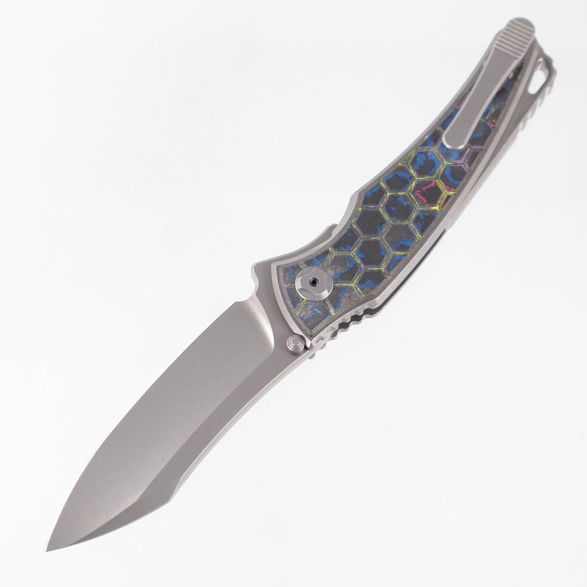 Hawk Knives Talon - Brightwash Titanium w/ Honeycomb 80s Camo Carbon - Brightwash M390 - BROP Exclusive