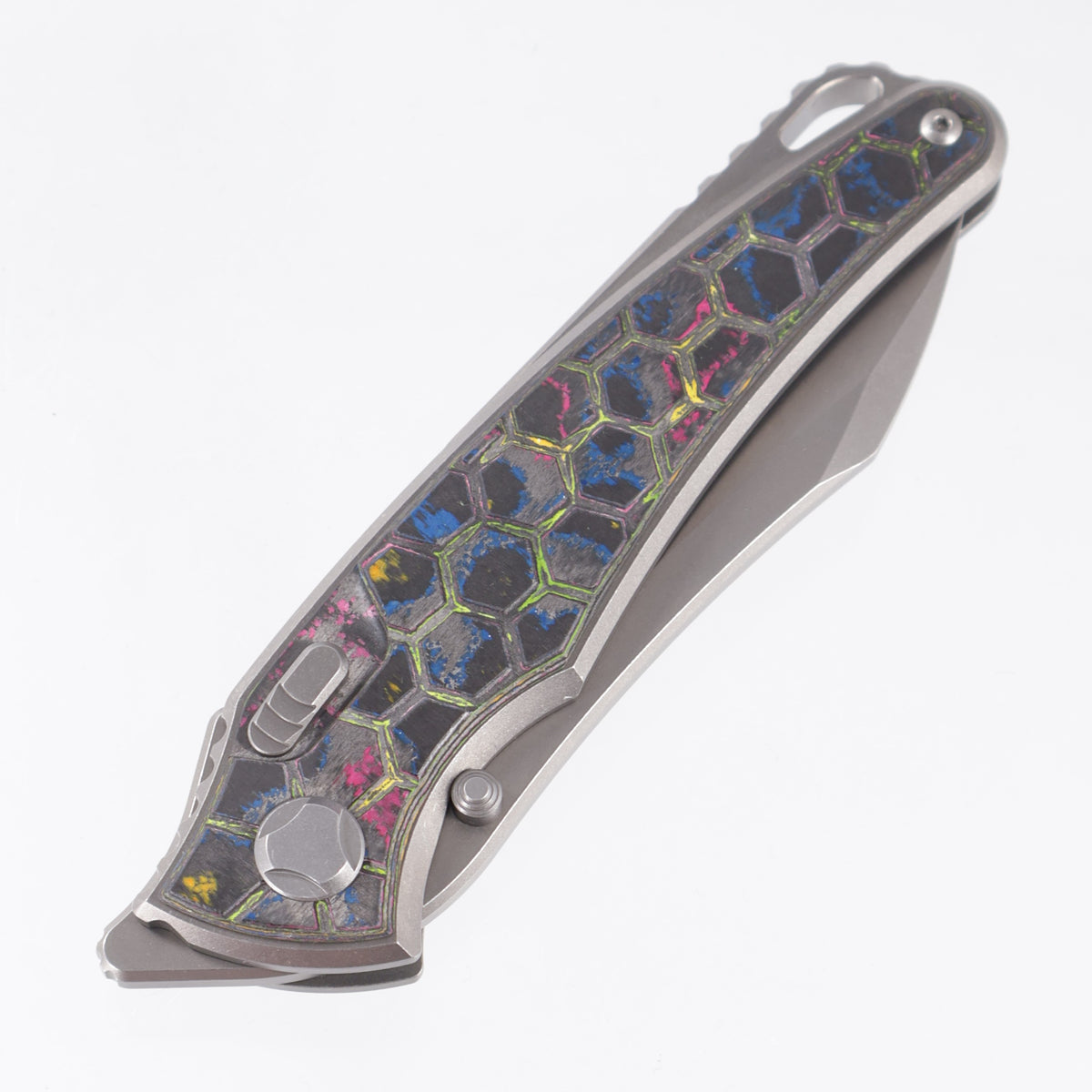Hawk Knives Talon - Brightwash Titanium w/ Honeycomb 80s Camo Carbon - Brightwash M390 - BROP Exclusive