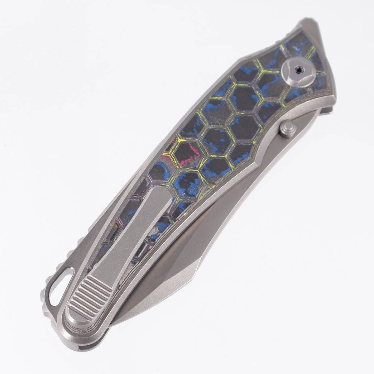 Hawk Knives Talon - Brightwash Titanium w/ Honeycomb 80s Camo Carbon - Brightwash M390 - BROP Exclusive