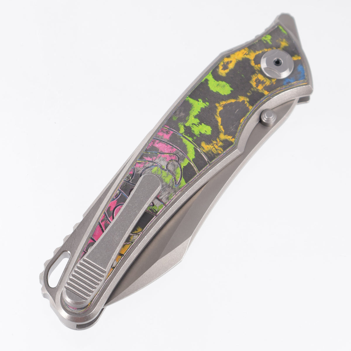 Hawk Knives Talon - Brightwash Titanium w/ 80s Camo Carbon - Brightwash M390 - BROP Exclusive