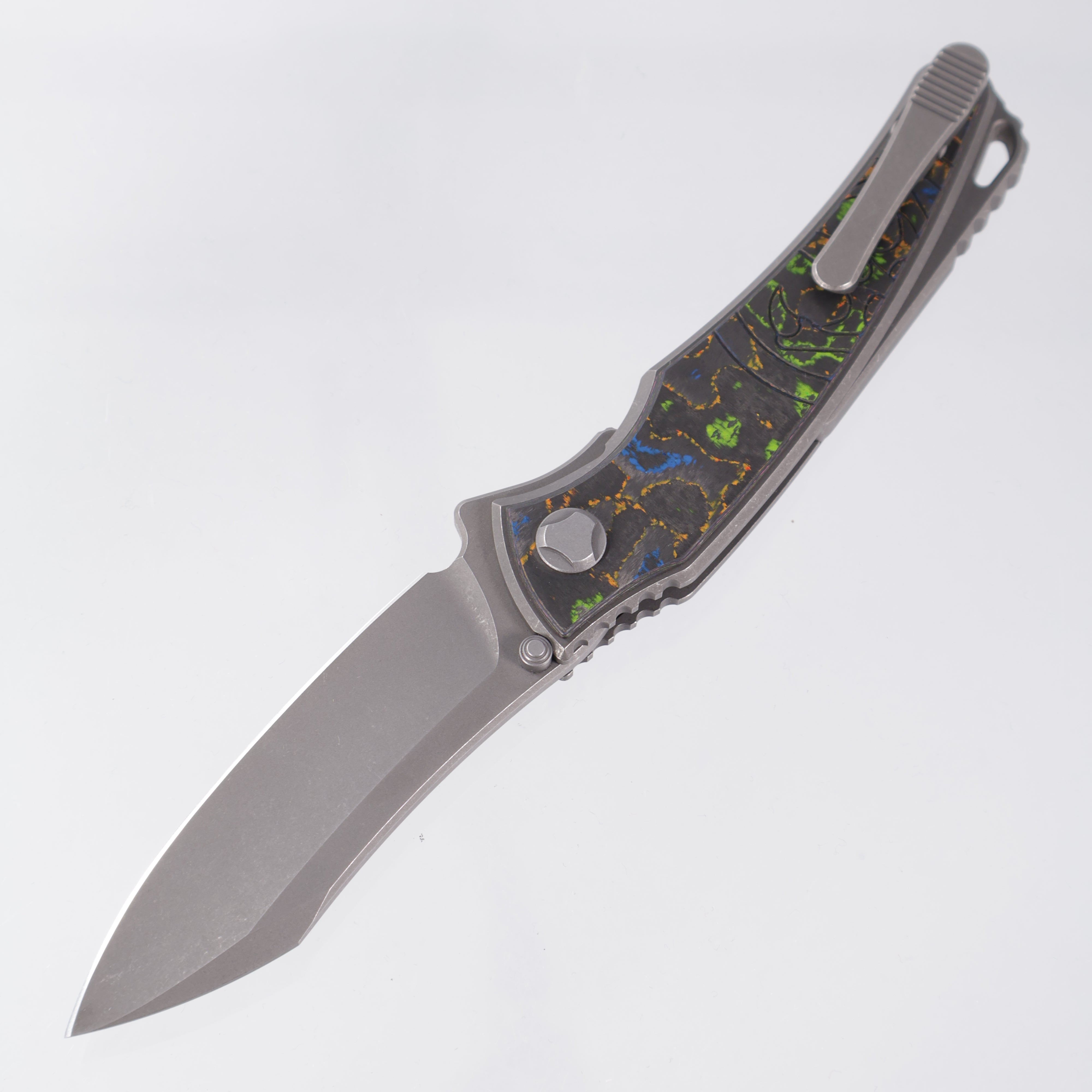 Hawk Knives Talon - Tumbled Titanium w/ 80s Camo Carbon - Tumbled M390 - BROP Exclusive