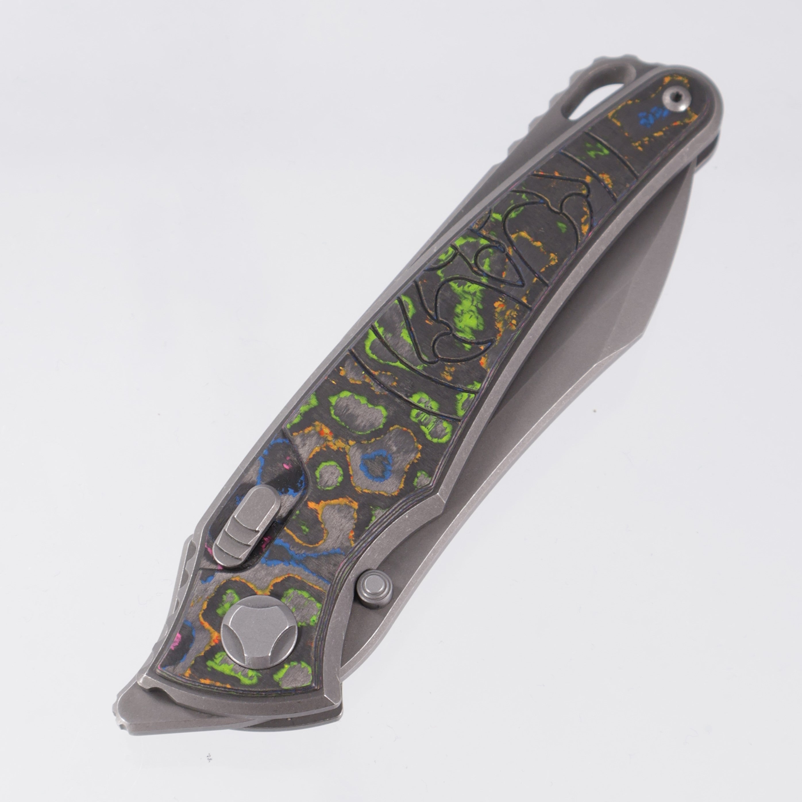 Hawk Knives Talon - Tumbled Titanium w/ 80s Camo Carbon - Tumbled M390 - BROP Exclusive