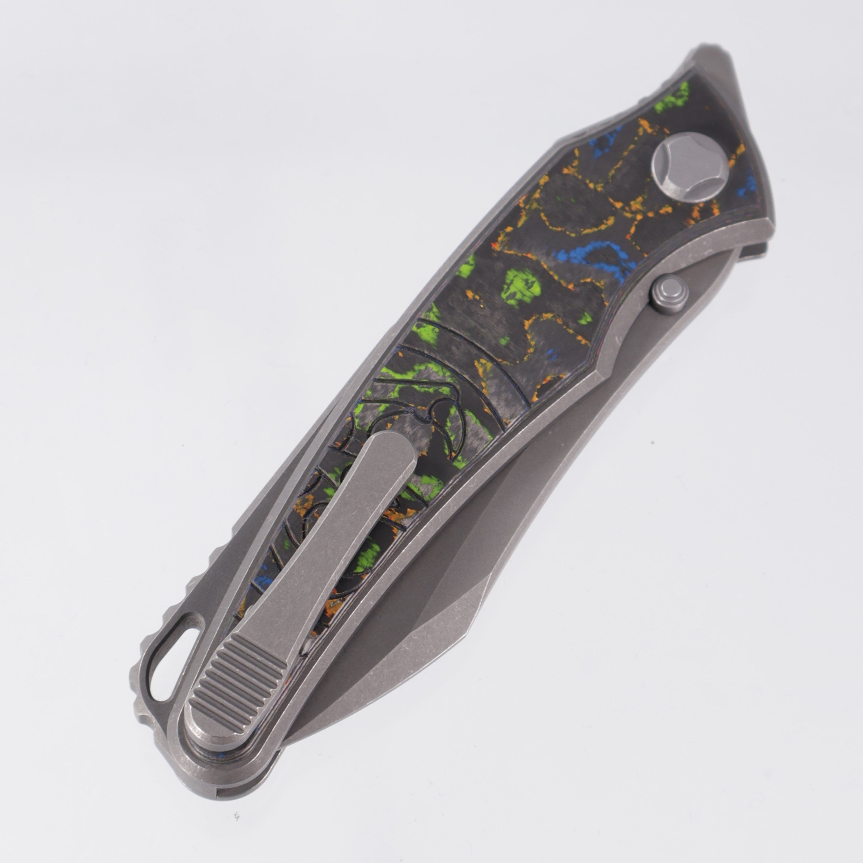 Hawk Knives Talon - Tumbled Titanium w/ 80s Camo Carbon - Tumbled M390 - BROP Exclusive