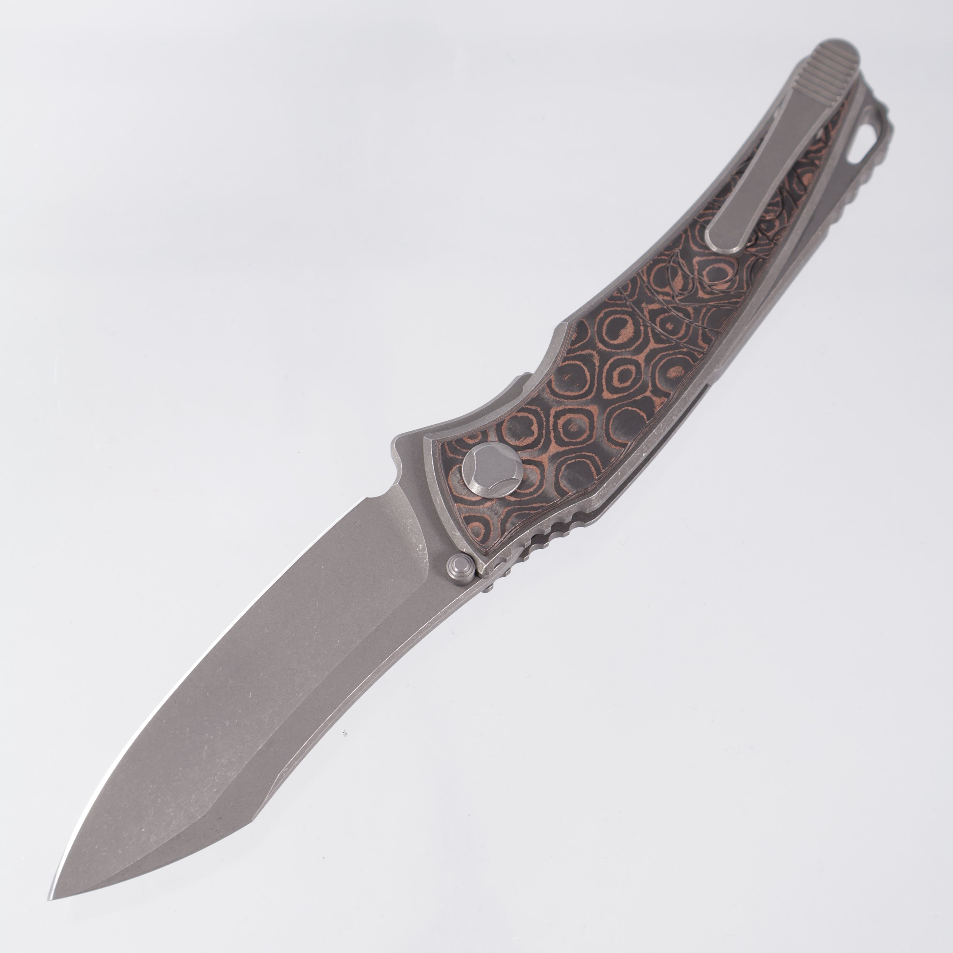 Hawk Knives Talon - Tumbled Titanium w/ Unicopper Fat Carbon - Tumbled M390