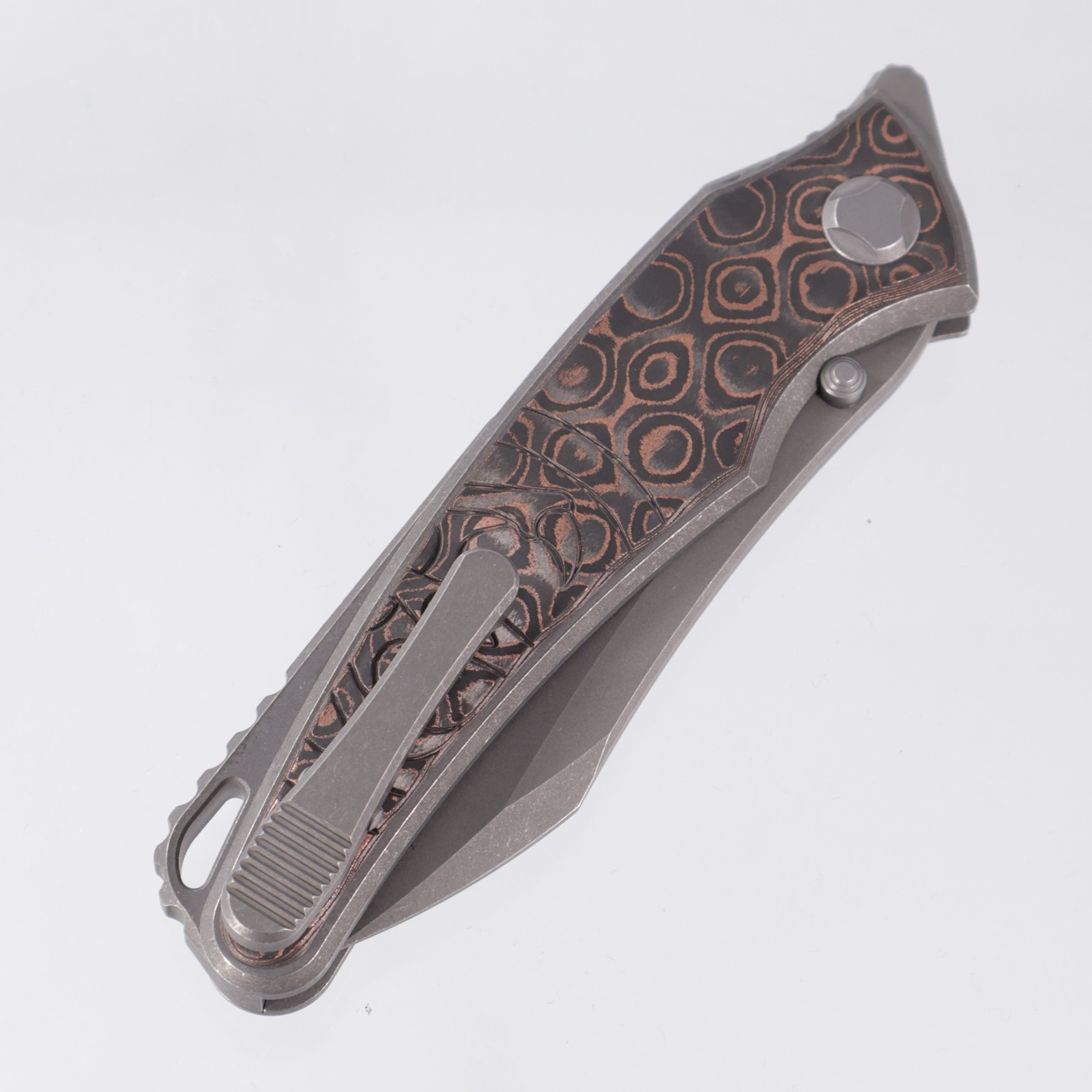 Hawk Knives Talon - Tumbled Titanium w/ Unicopper Fat Carbon - Tumbled M390