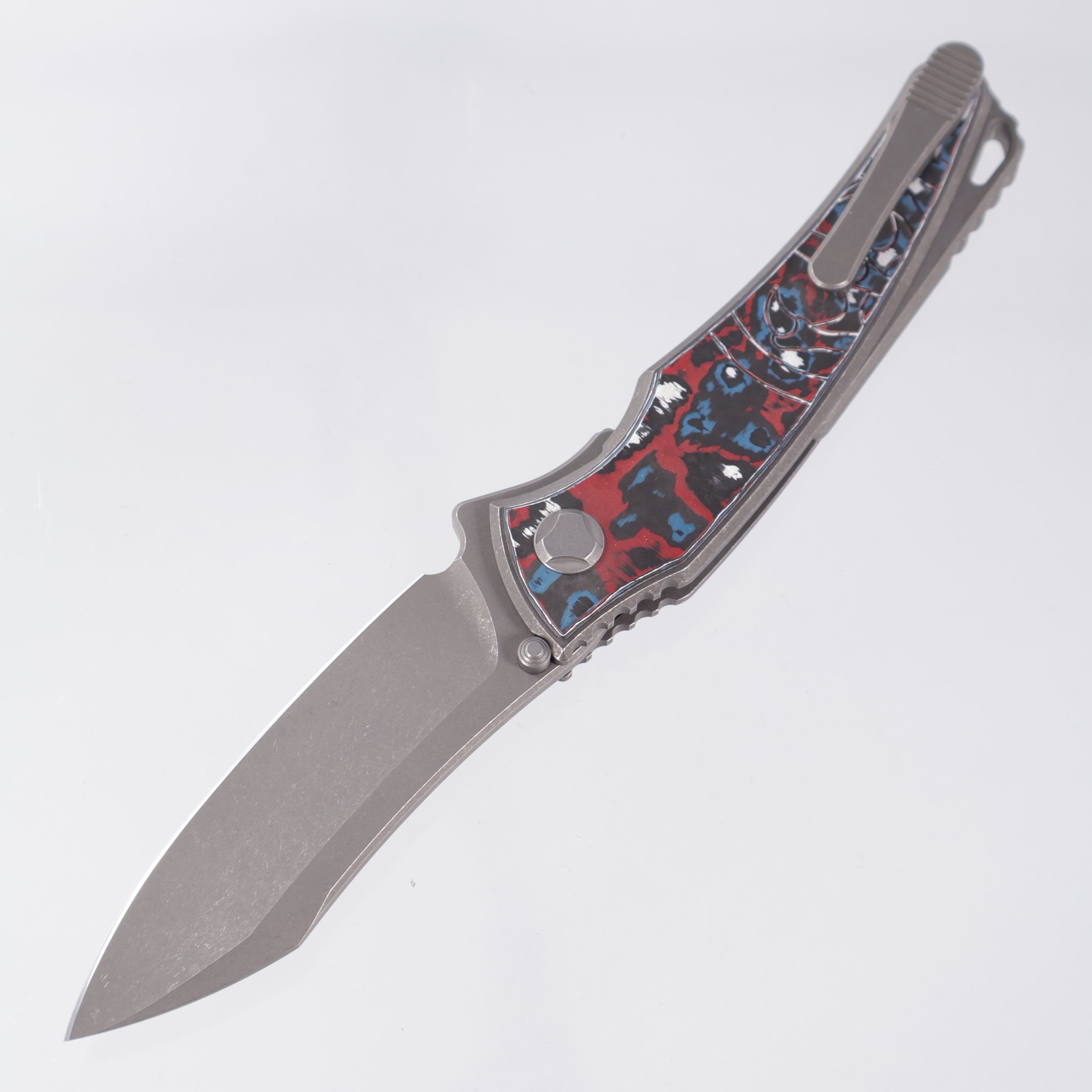 Hawk Knives Talon - Tumbled Titanium w/ Nebula Fat Carbon - Tumbled M390
