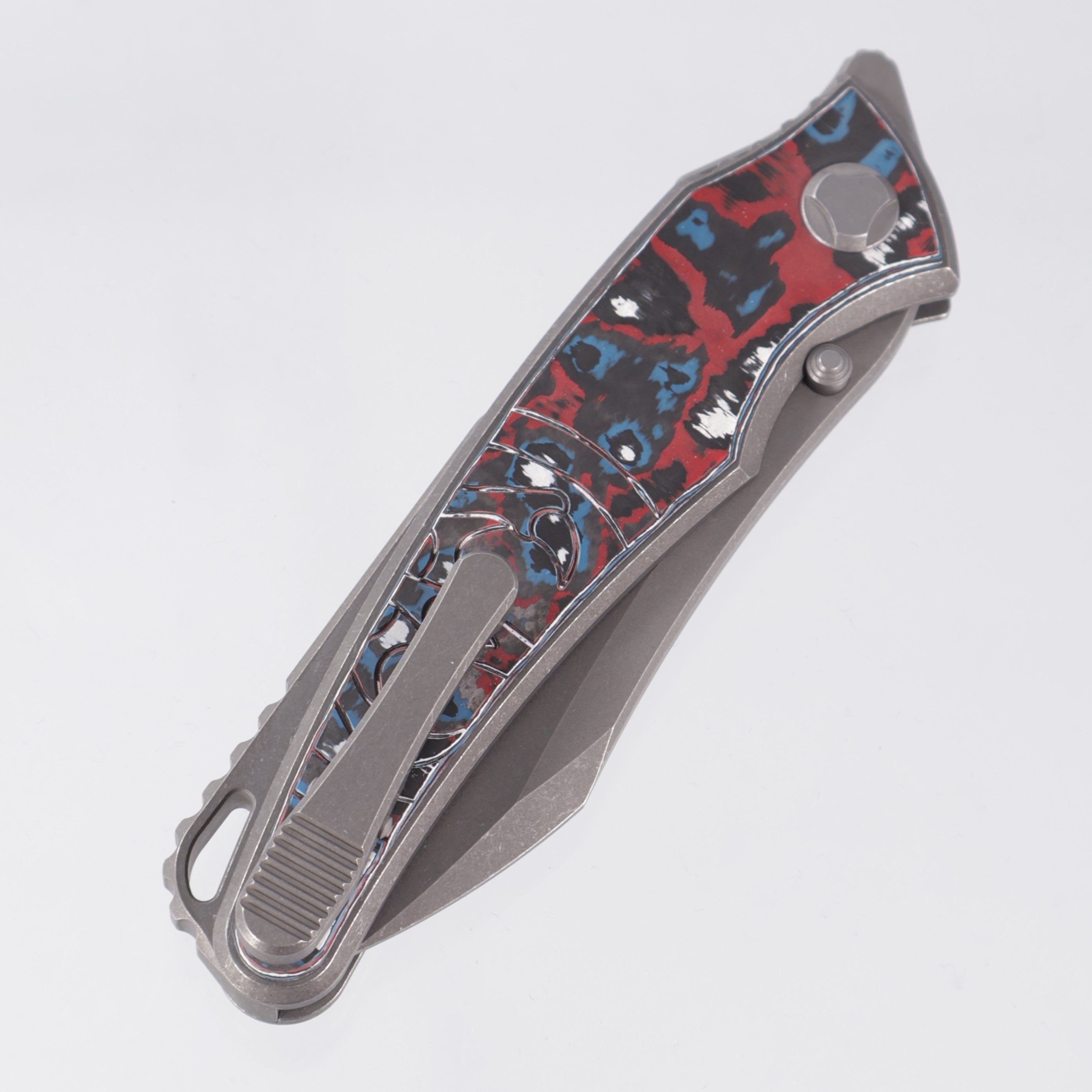 Hawk Knives Talon - Tumbled Titanium w/ Nebula Fat Carbon - Tumbled M390