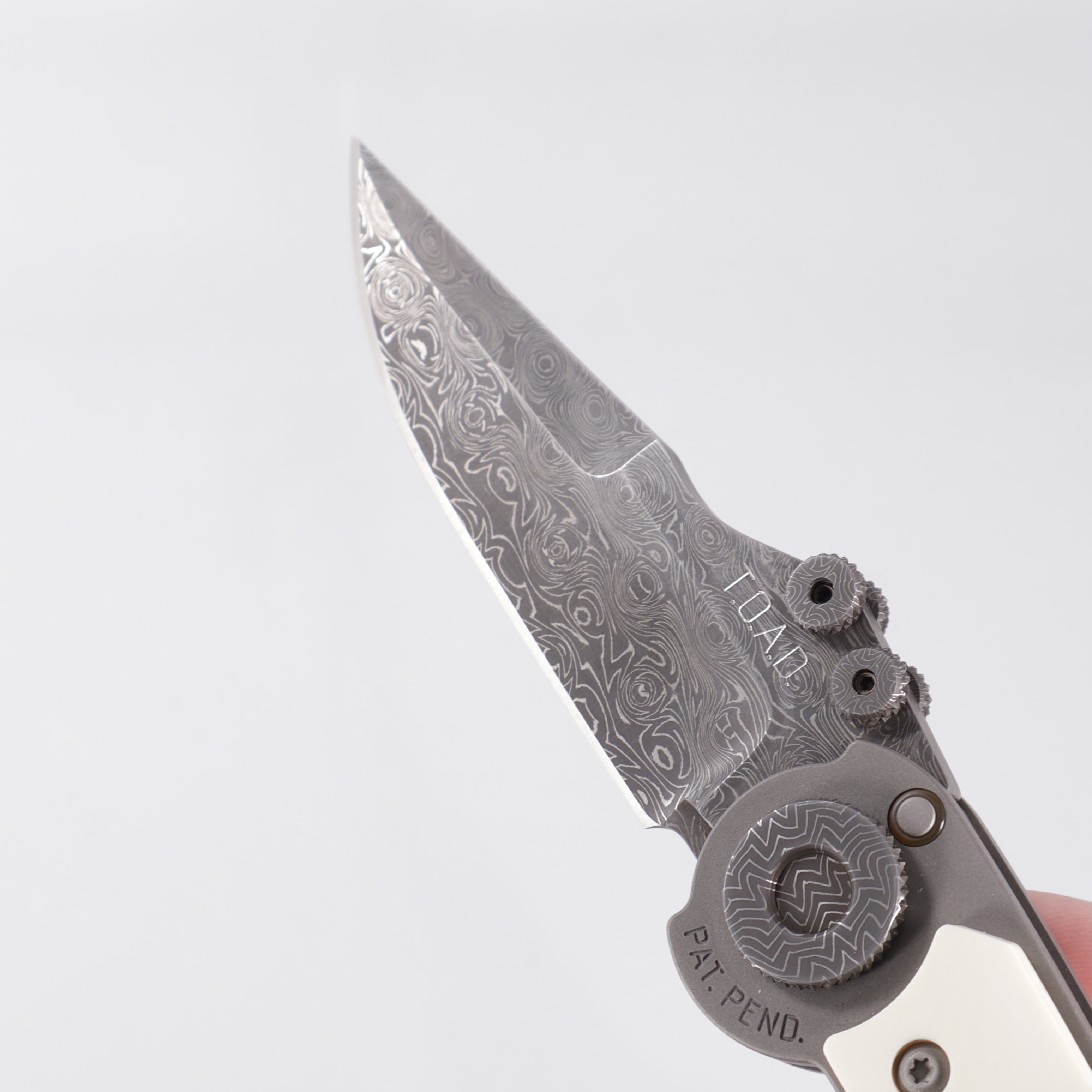 G.W. Hawk T.O.A.D. Folder - Pre-Ban Ivory Scales - Devin Thomas Fireball Damascus Blade & Accents *PRE-OWNED*