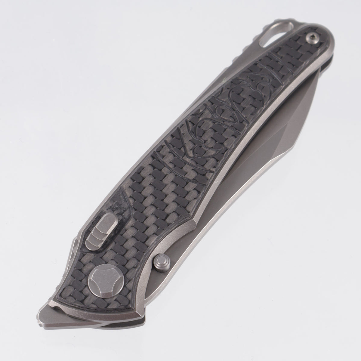 Hawk Knives Talon - Brightwash Titanium w/ 3K Weave Twill Carbon Fiber - Brightwash M390