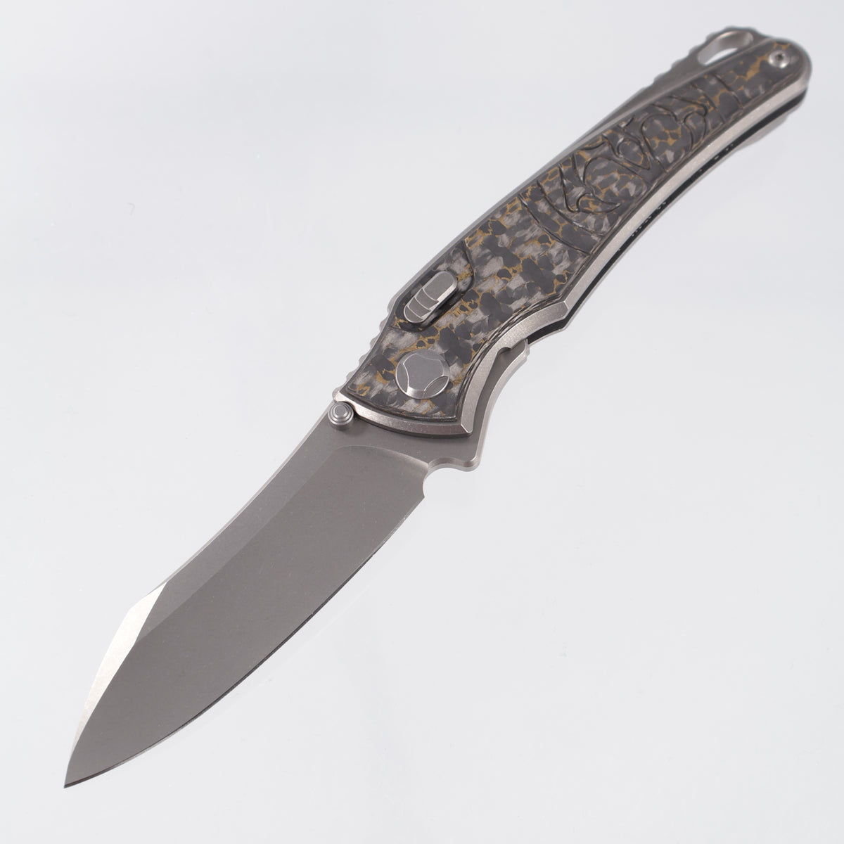 Hawk Knives Talon - Brightwash Titanium w/ Snakeskin Gold Fat Carbon - Brightwash M390