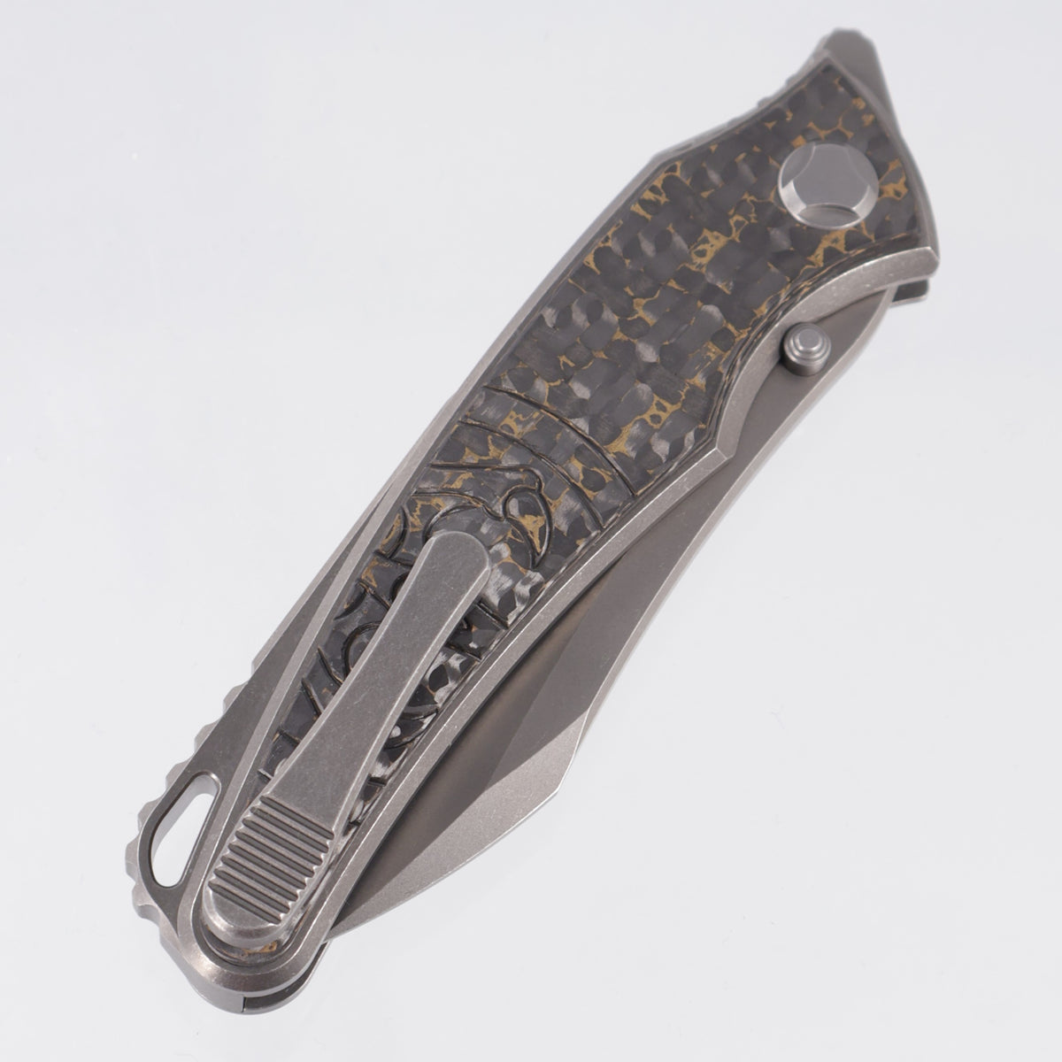 Hawk Knives Talon - Brightwash Titanium w/ Snakeskin Gold Fat Carbon - Brightwash M390