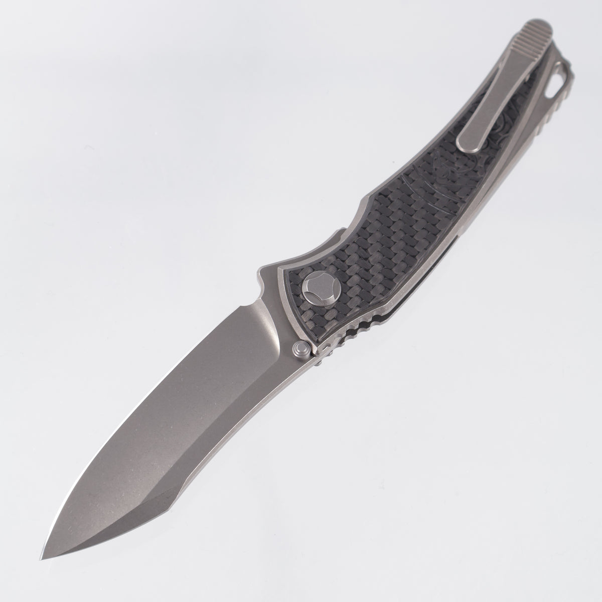 Hawk Knives Talon - Brightwash Titanium w/ 3K Weave Twill Carbon Fiber - Brightwash M390