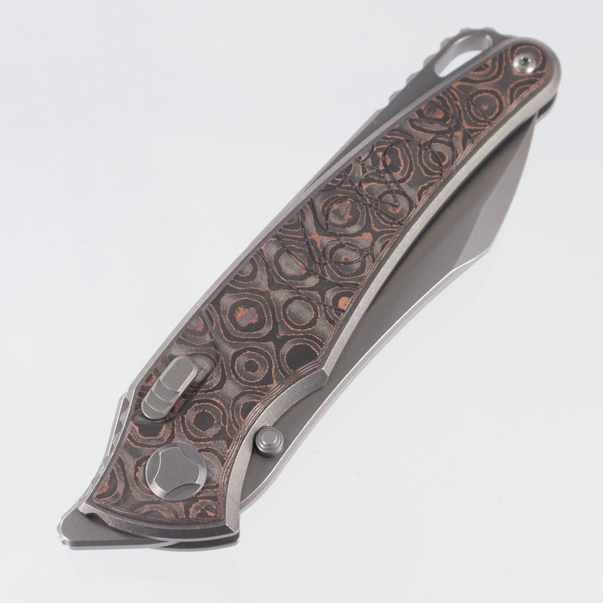 Hawk Knives Talon - Brightwash Titanium w/ Unicopper Fat Carbon - Brightwash M390