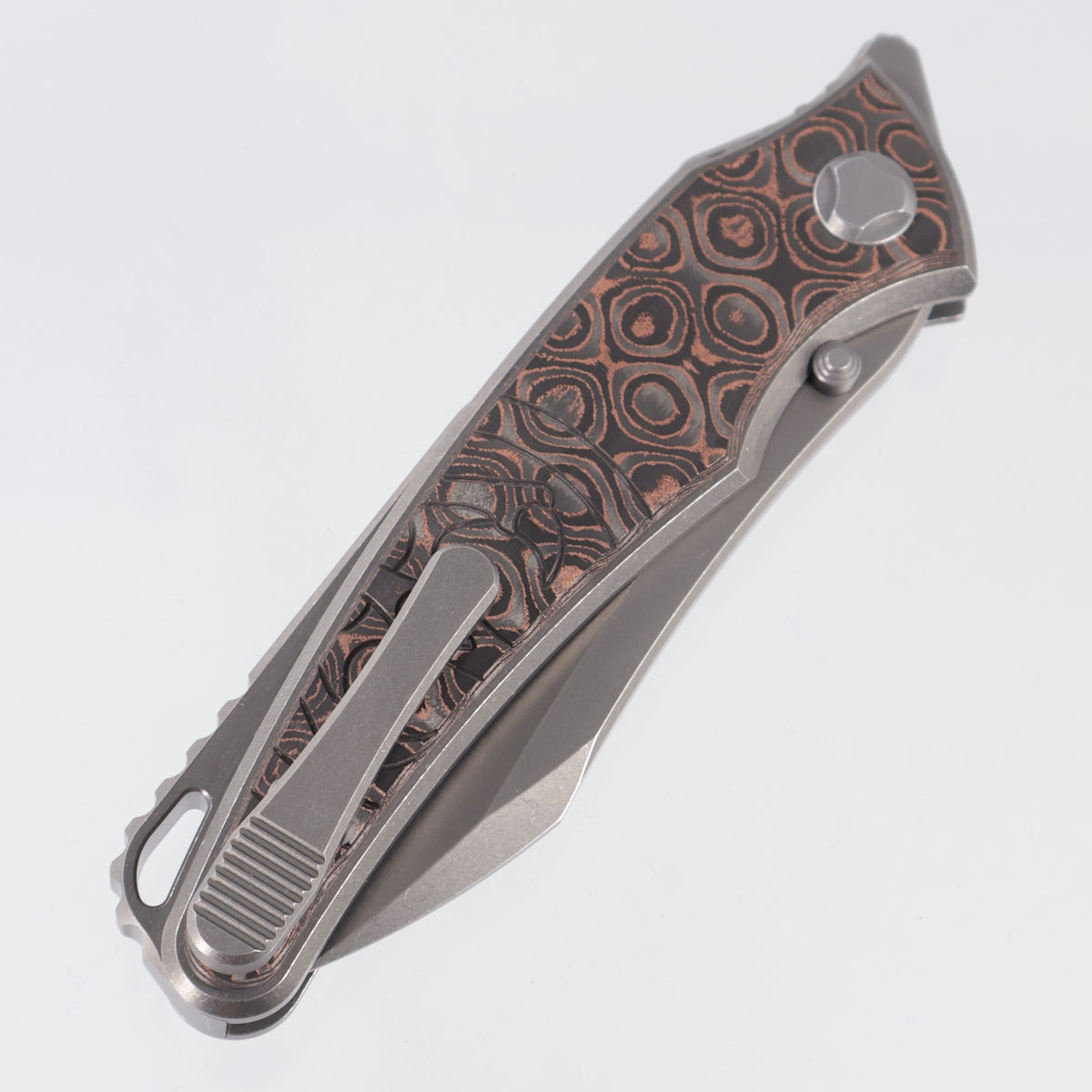 Hawk Knives Talon - Brightwash Titanium w/ Unicopper Fat Carbon - Brightwash M390
