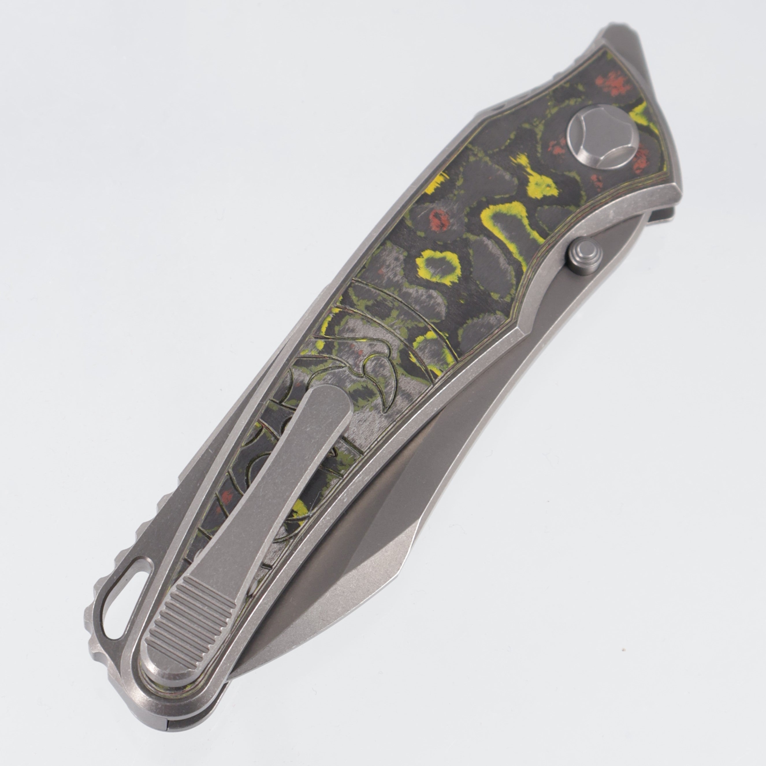Hawk Knives Talon - Brightwash Titanium w/ Boba Fett Camo Carbon - Brightwash M390