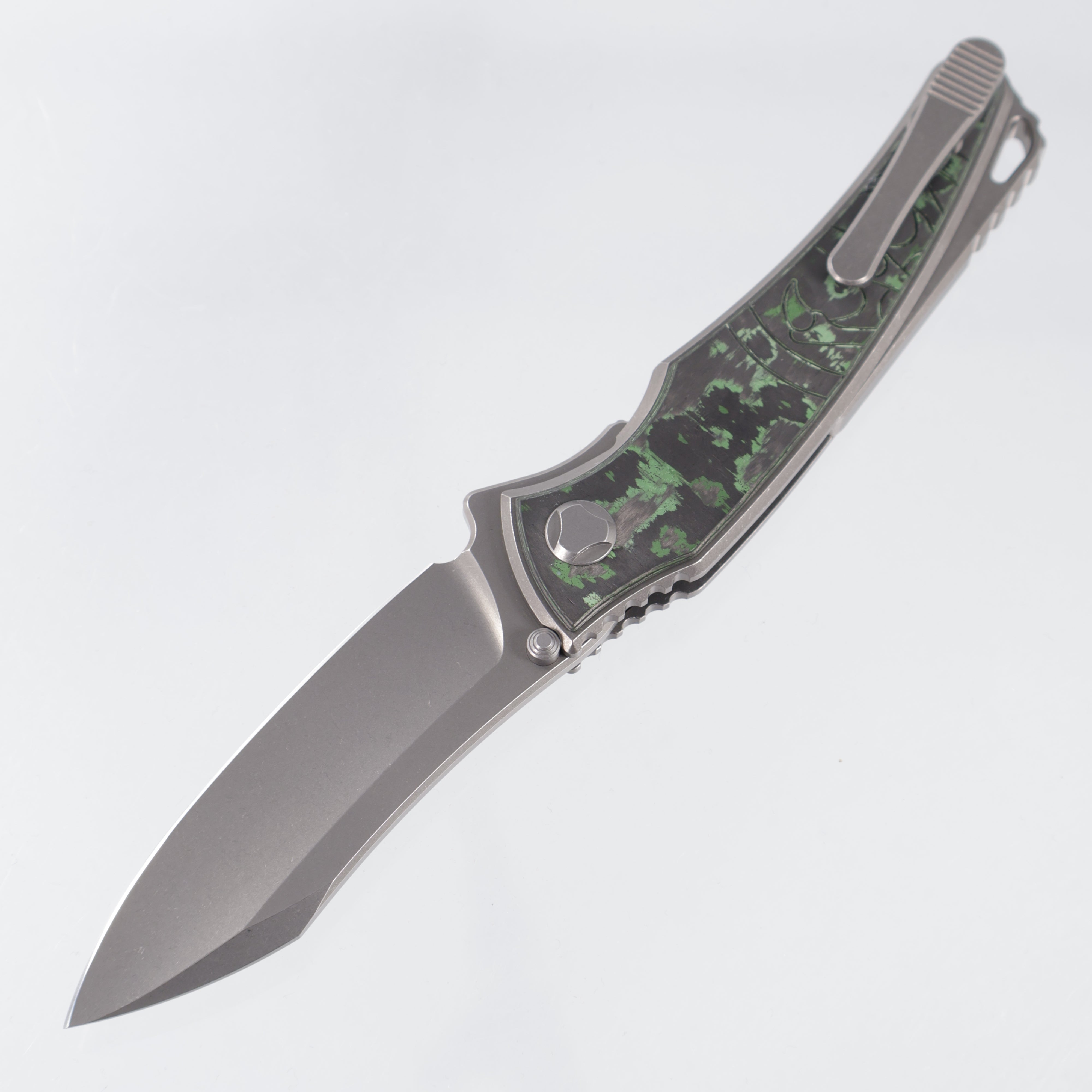 Hawk Knives Talon - Brightwash Titanium w/ Junglewear Fat Carbon - Brightwash M390