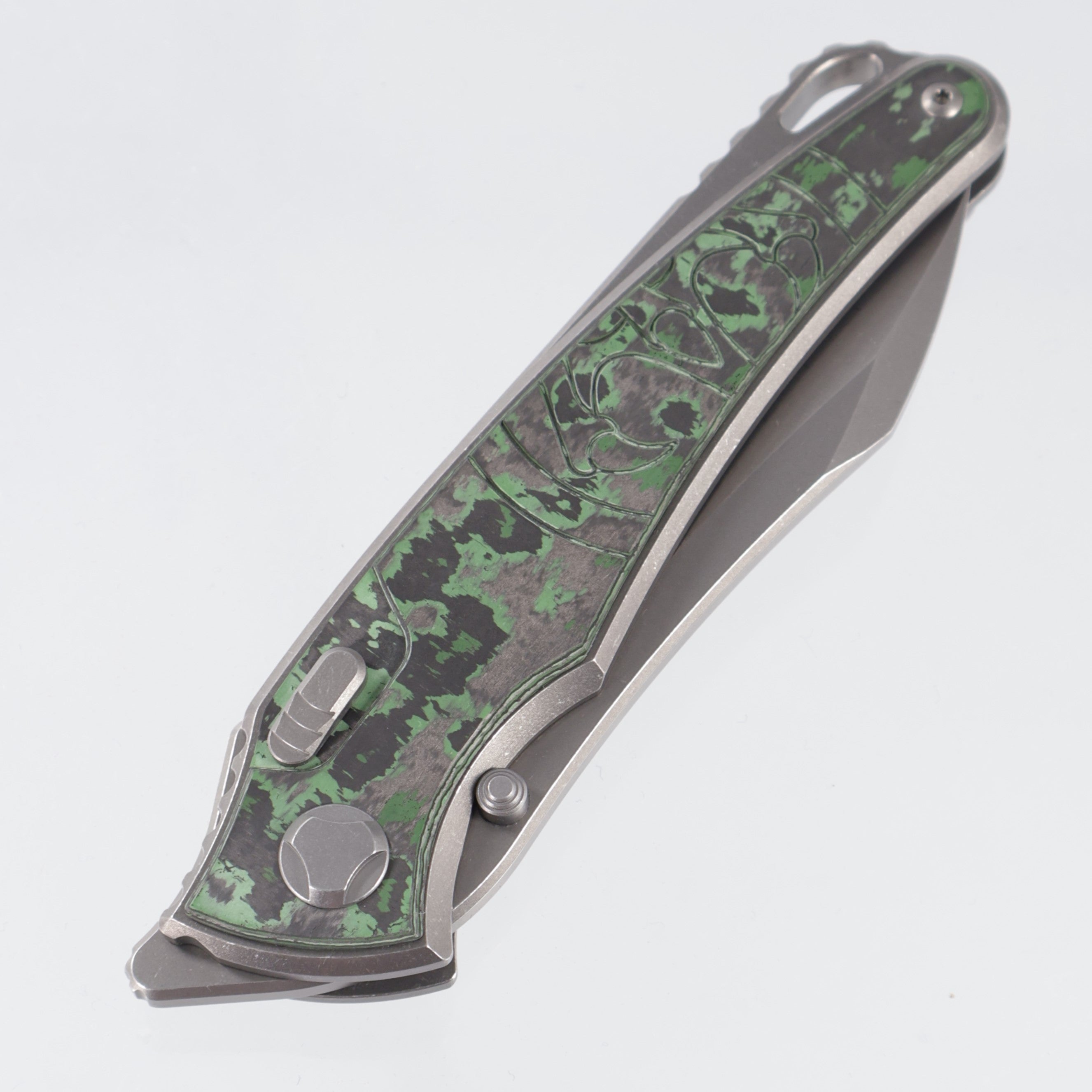 Hawk Knives Talon - Brightwash Titanium w/ Junglewear Fat Carbon - Brightwash M390