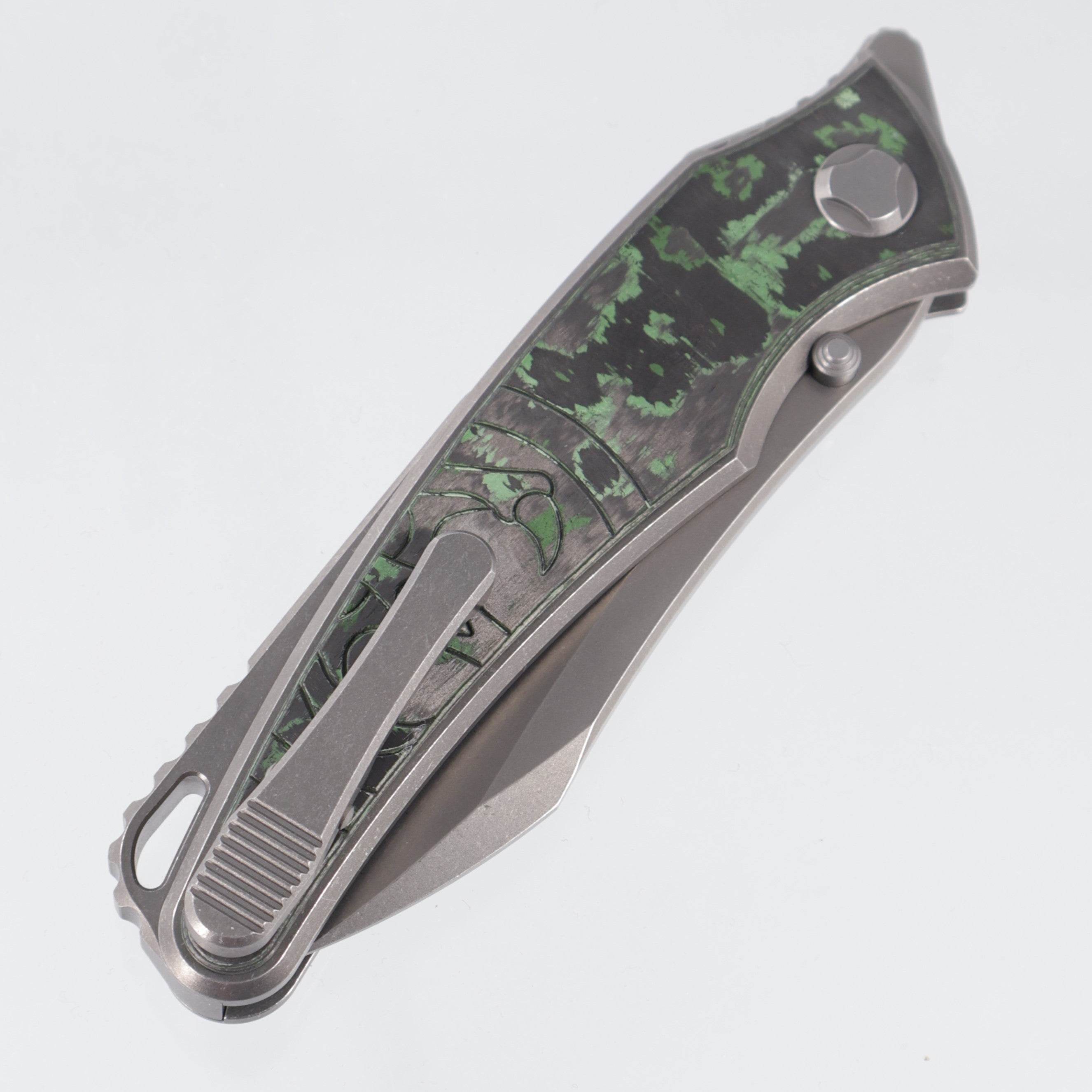 Hawk Knives Talon - Brightwash Titanium w/ Junglewear Fat Carbon - Brightwash M390