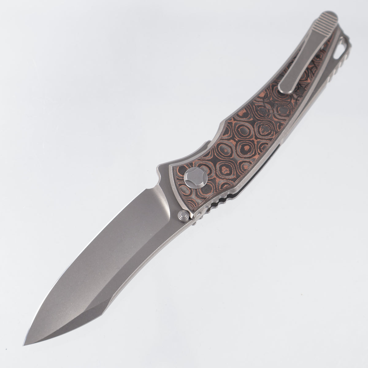 Hawk Knives Talon - Brightwash Titanium w/ Unicopper Fat Carbon - Brightwash M390