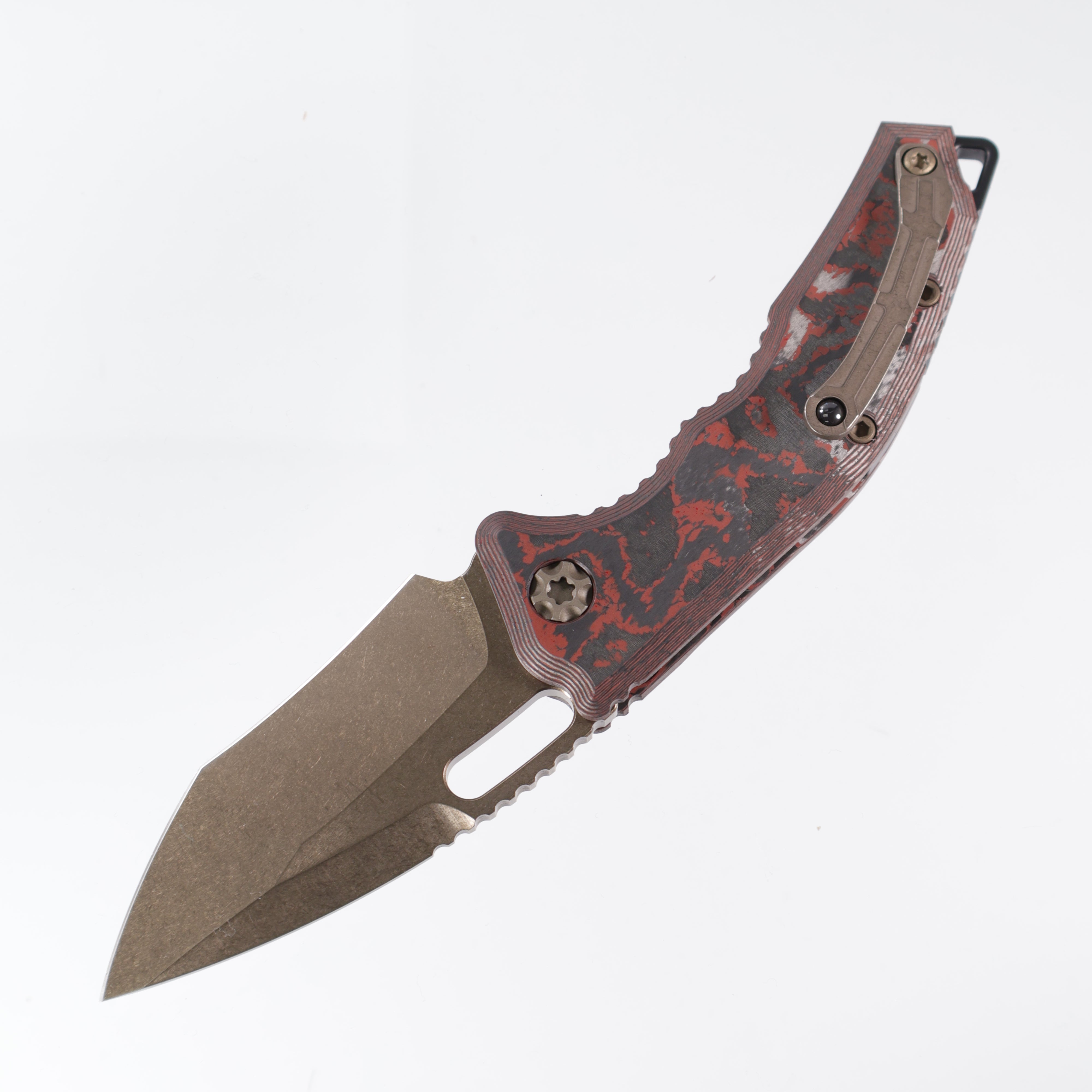 Heretic Medusa Auto - Blood Red Camo Carbon - Bronze Recurve Magnacut & Bronze Hardware - H012-7A-RD/CC