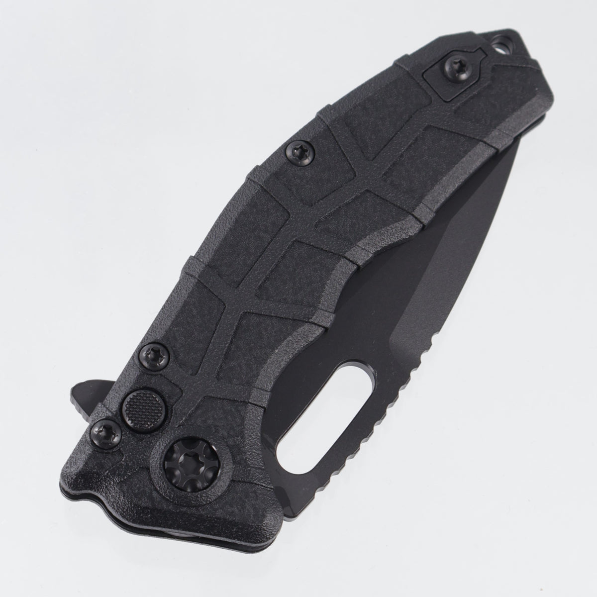 Heretic Martyr Buttonlock - Black Polymer - Black Tactical Magnacut - H057-4A-T