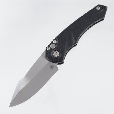 Heretic Mini Pariah Auto Single Edge - Black Polymer - Stonewash Magnacut - H054-2A