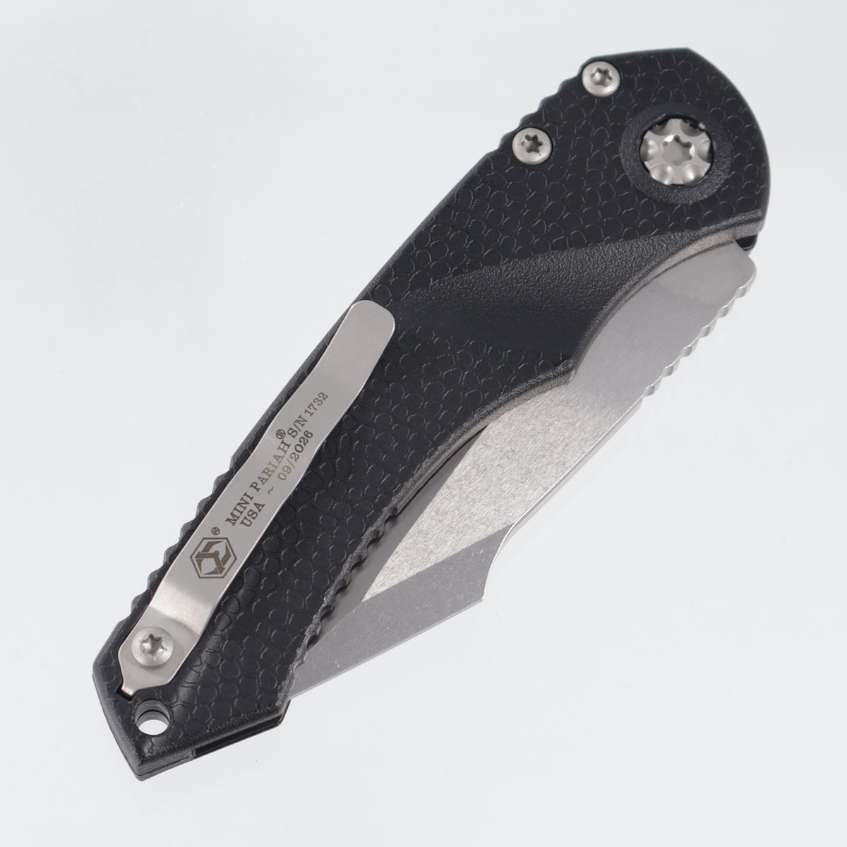 Heretic Mini Pariah Auto Single Edge - Black Polymer - Stonewash Magnacut - H054-2A