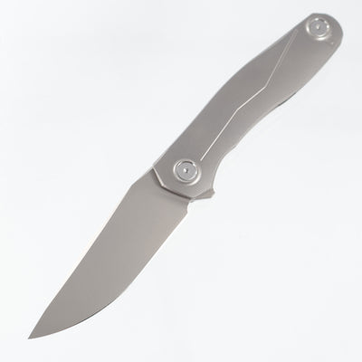 Uldanov Knives R2 - Radial Milled Titanium w/ Gold Ti Standoff - Beadblast M398