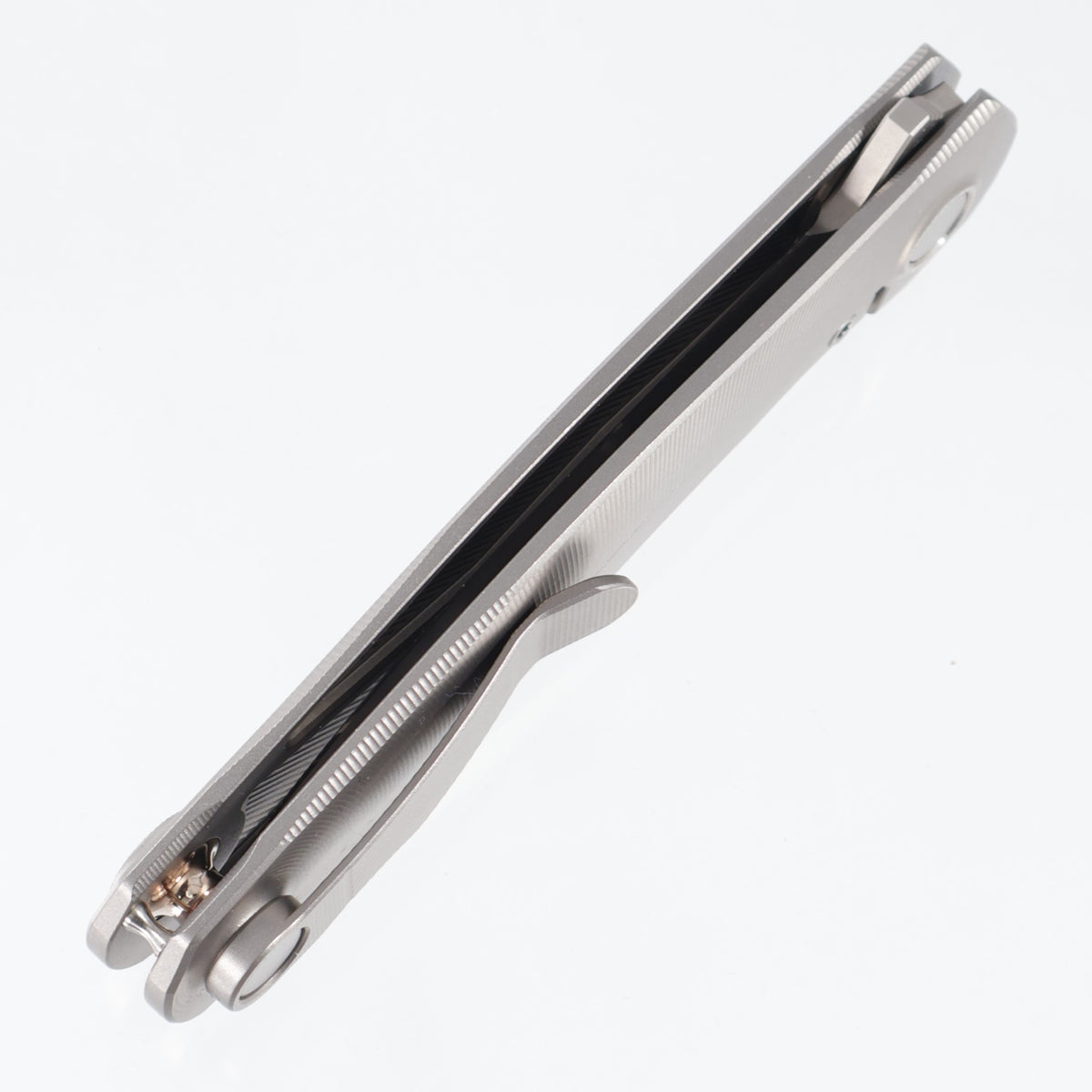 Uldanov Knives R2 - Radial Milled Titanium w/ Gold Ti Standoff - Beadblast M398