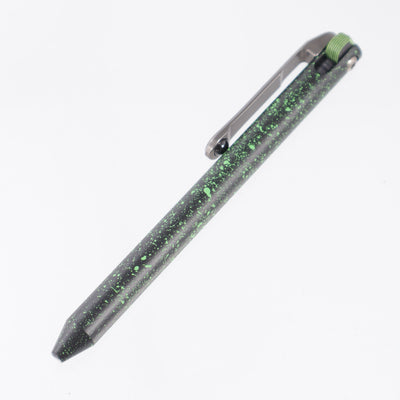 Heretic x Maverick Customs Scribe Universal Flipper Pen - Black Cerakote w/ Green Splatter Aluminum & Black & Green G10 Flipper - H083-BLK-GRNSP