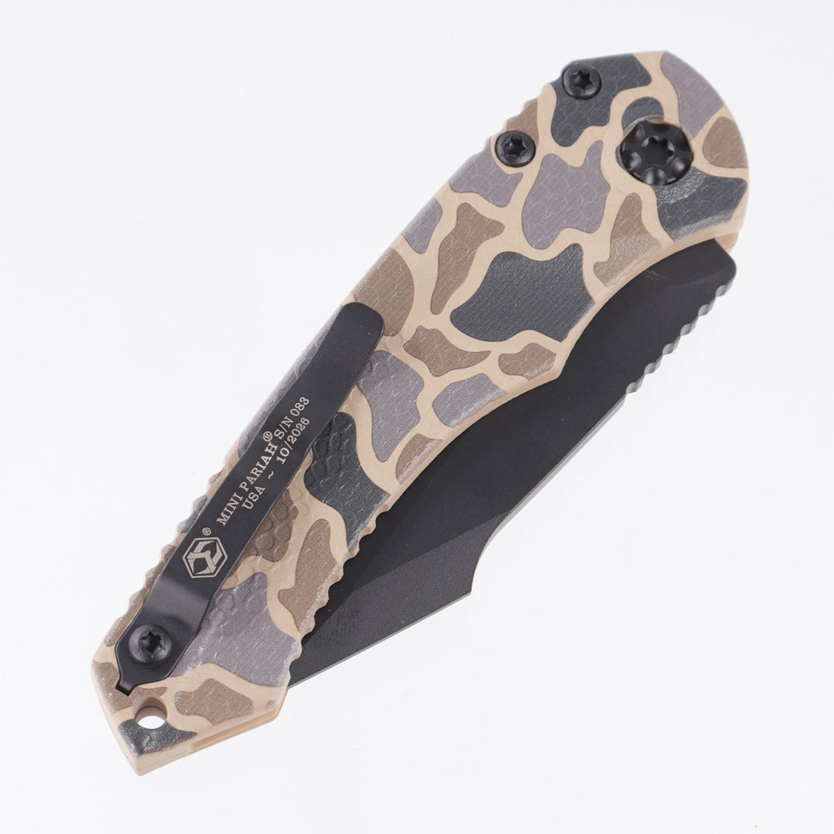 Heretic Mini Pariah Auto Tanto - Duck Camo Polymer - Black Tactical Magnacut - H055-DC
