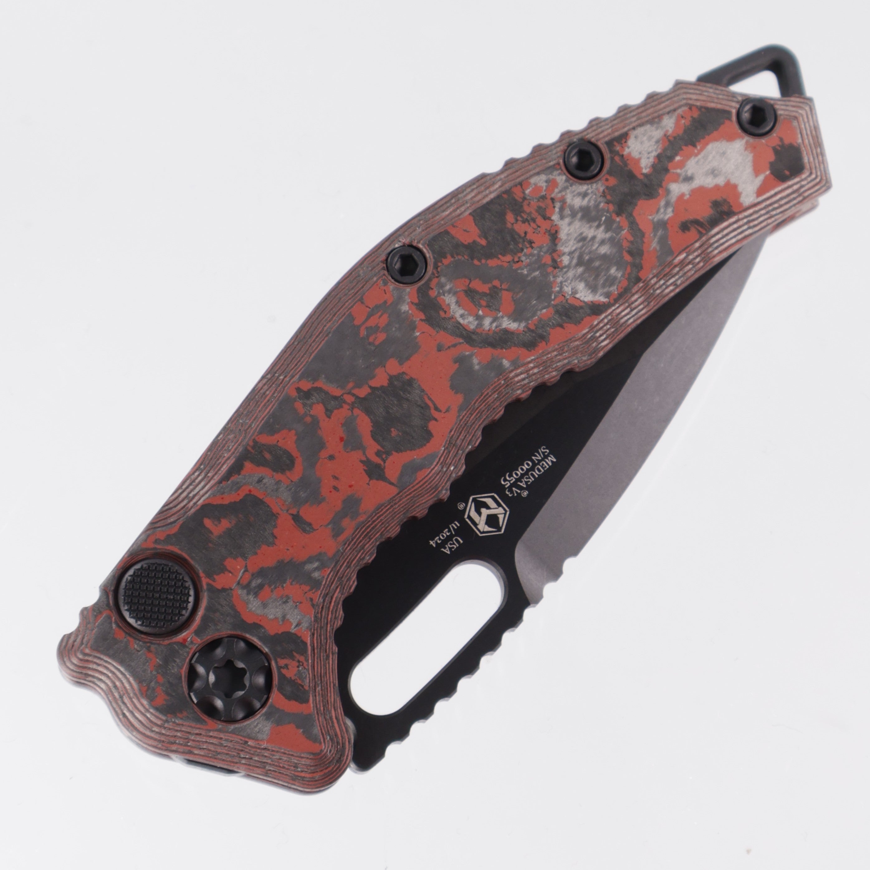 Heretic Knives Medusa Auto - DLC Tanto MagnaCut - Blood Red Camo Carbon - H011-6A-RD/CC