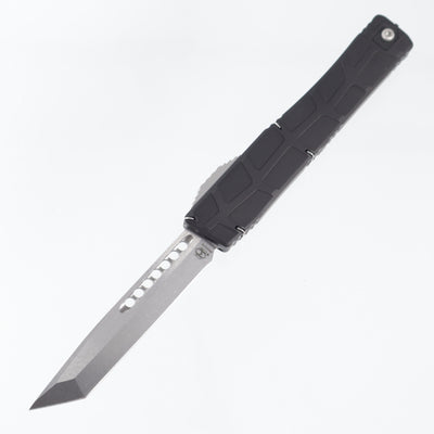 Heretic Nyx V2 Tanto Proof Run - Black Skeletal Aluminum - Stonewash M390 - H015-2A