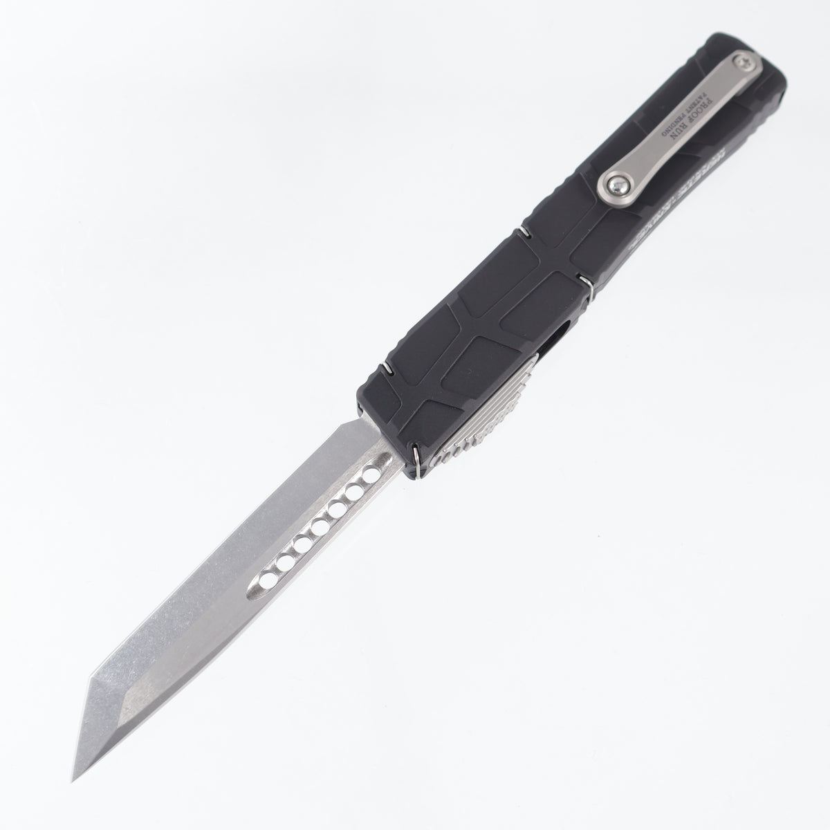 Heretic Nyx V2 Tanto Proof Run - Black Skeletal Aluminum - Stonewash M390 - H015-2A