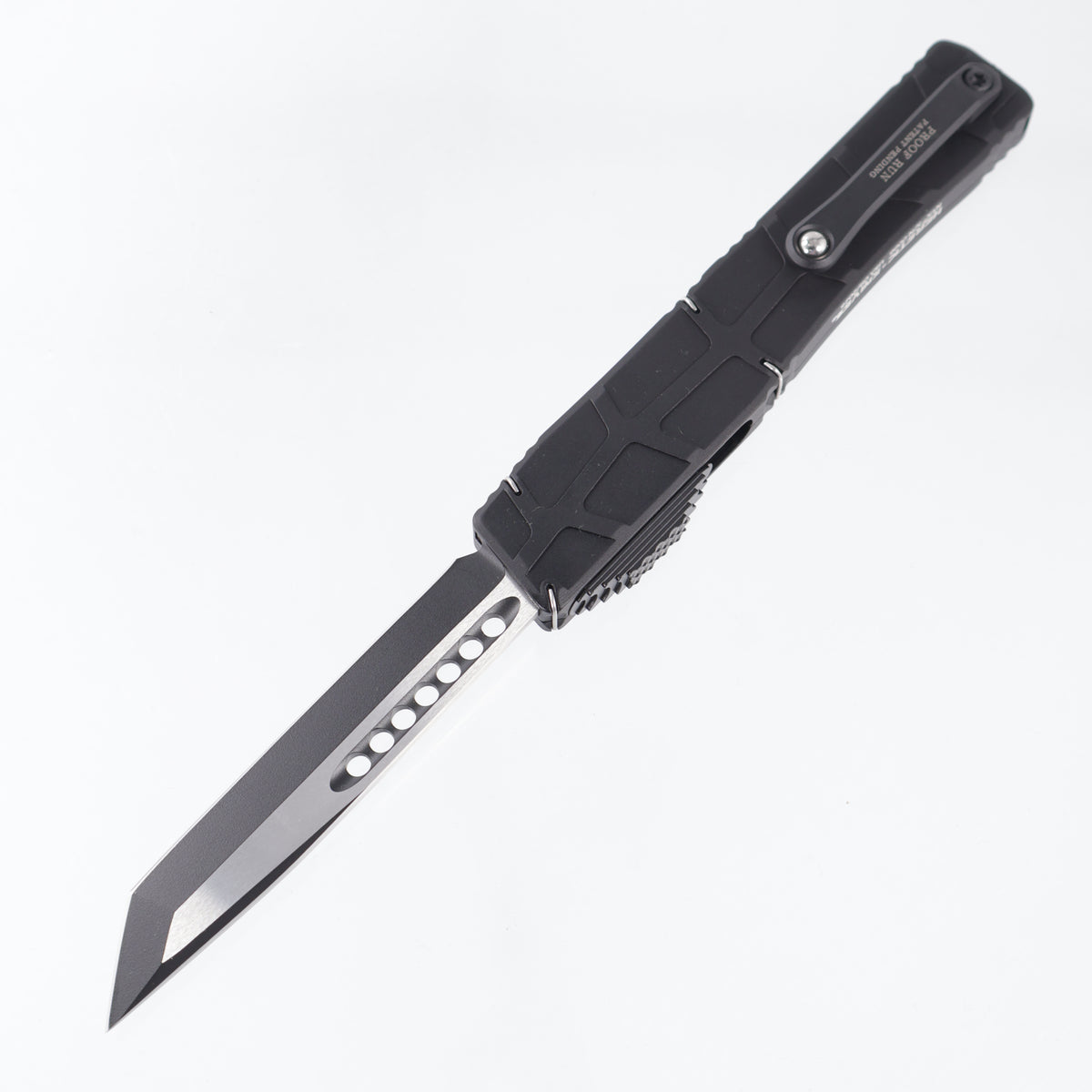 Heretic Nyx V2 Tanto Proof Run - Black Skeletal Aluminum - Black Tactical M390 - H015-10A-T