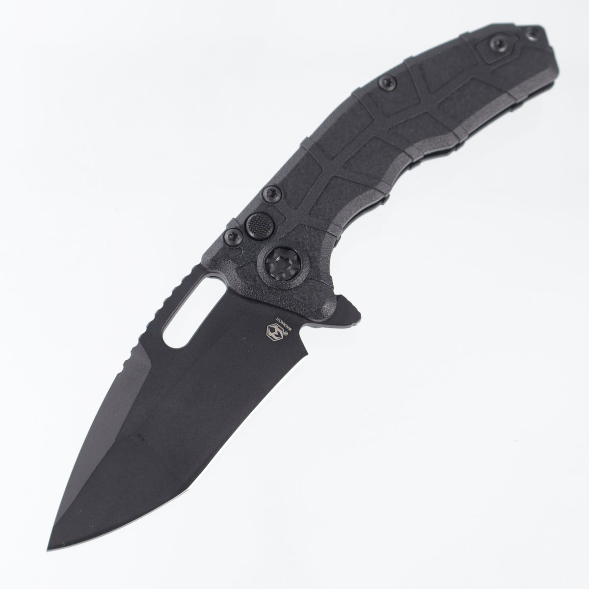 Heretic Martyr Recurve Buttonlock - Black Polymer - Black Tactical Magnacut - H056-4A-T