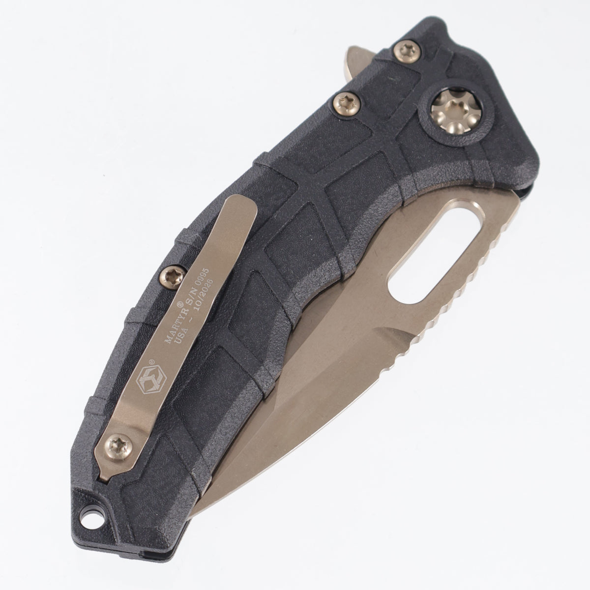 Heretic Martyr Recurve Buttonlock - Black Polymer - Bronze Magnacut - H056-7A