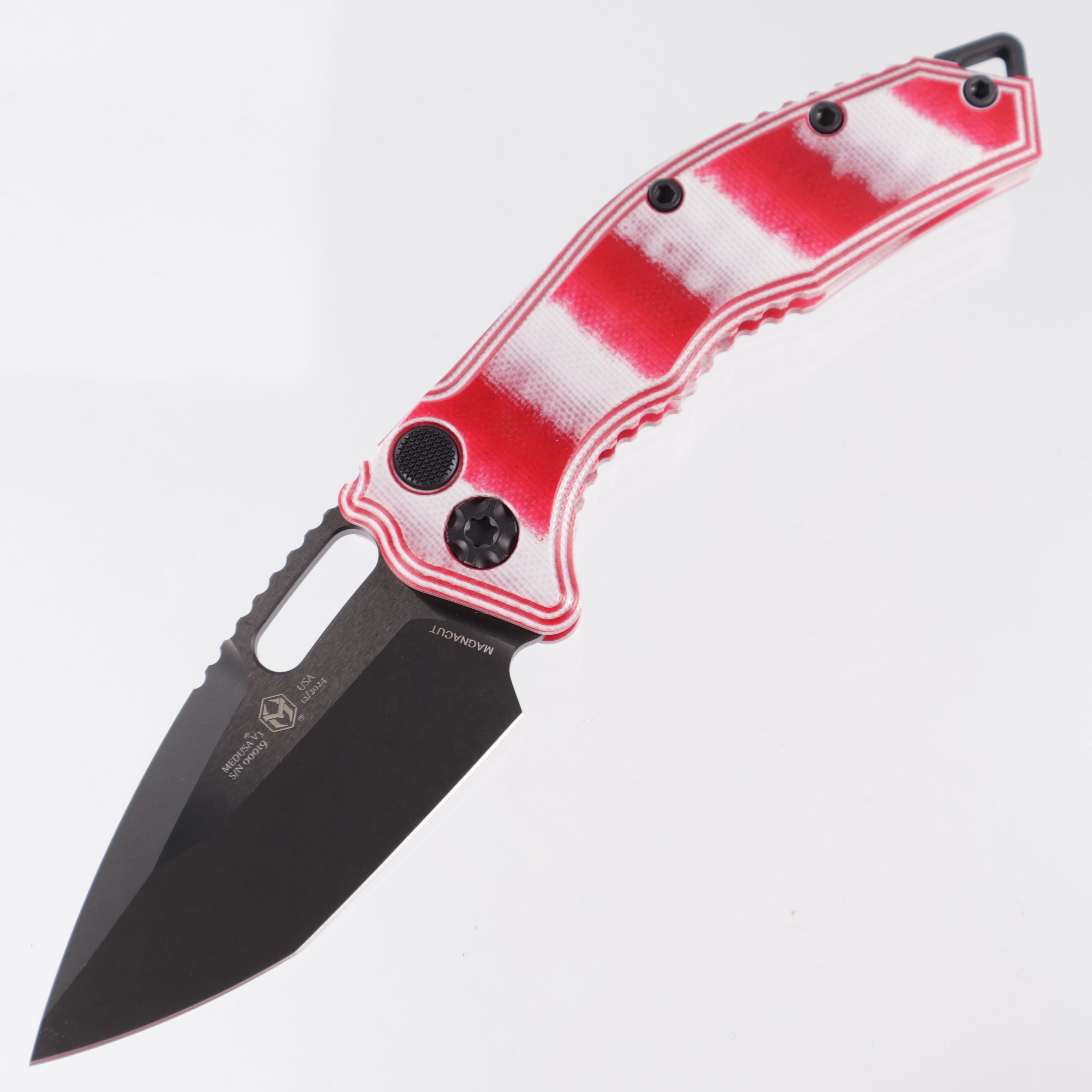 Heretic Medusa Auto - Candy Cane G-10 - DLC Tanto Magnacut - H011-6A-CANDY