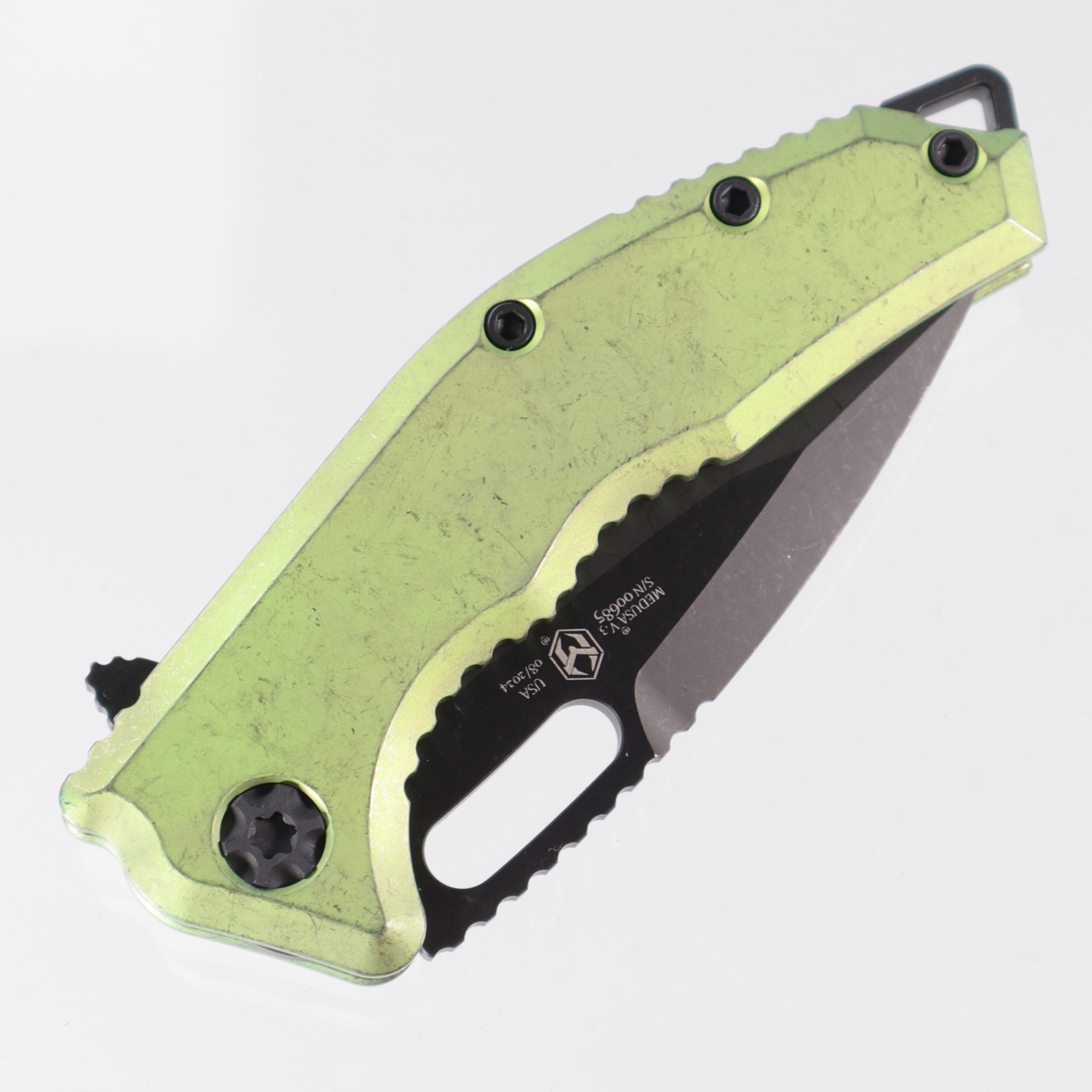 Heretic Medusa Manual - Antique Green Titanium - DLC Magnacut - H009-6A-TIGRN