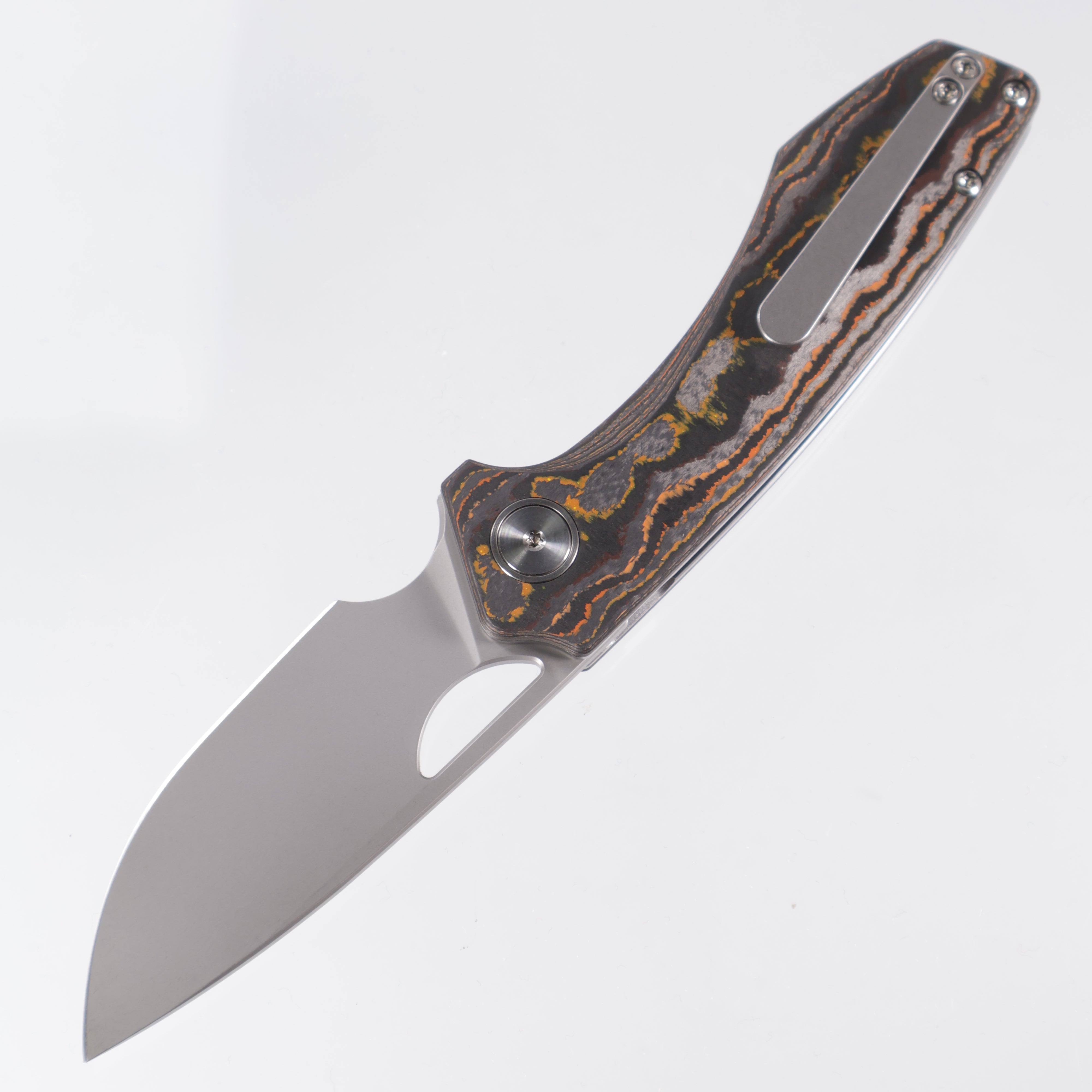 Gecko Customz Knifeworks - Sikorae Lite Non-Flipper - 70s Camo Carbon - Stonewash Magnacut