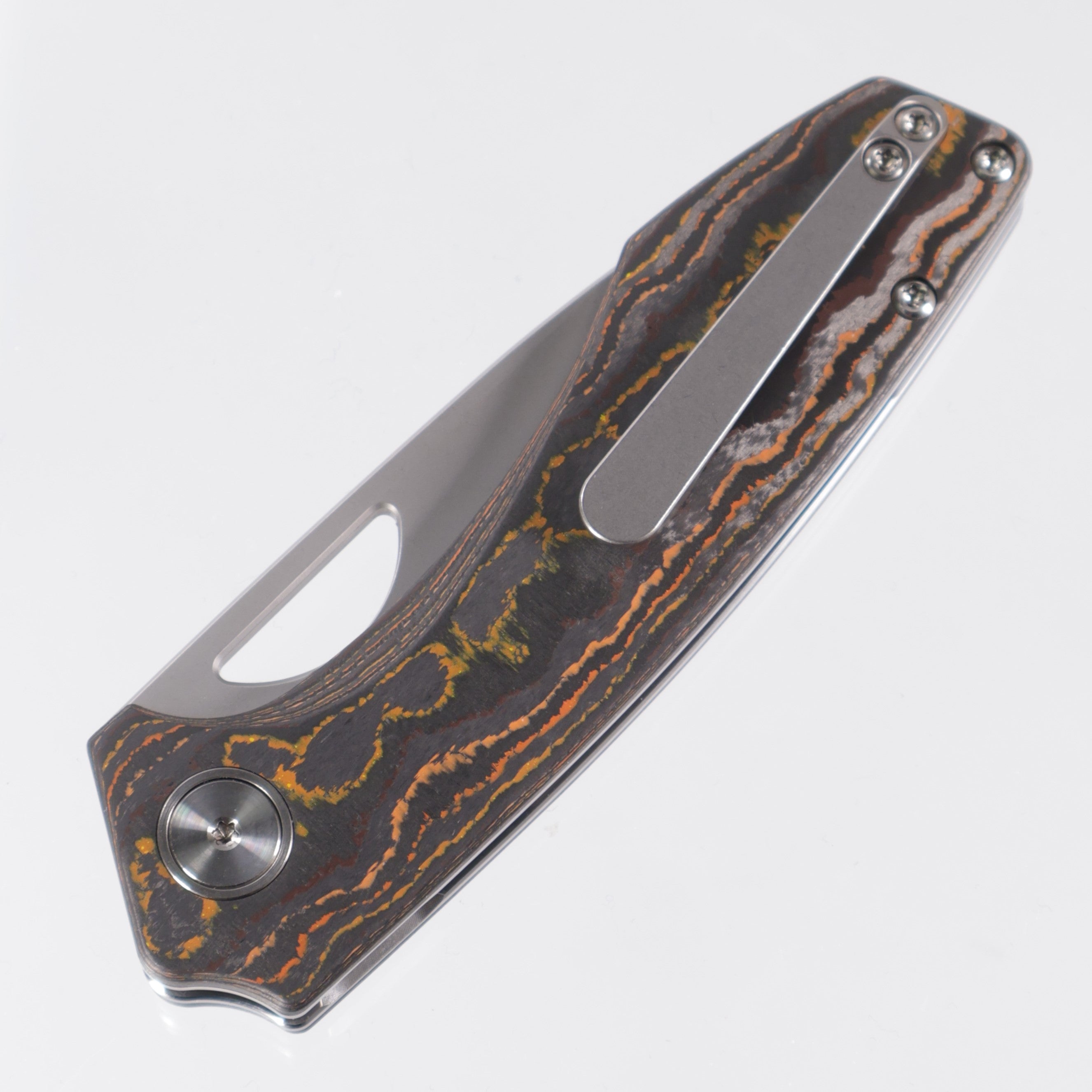 Gecko Customz Knifeworks - Sikorae Lite Non-Flipper - 70s Camo Carbon - Stonewash Magnacut