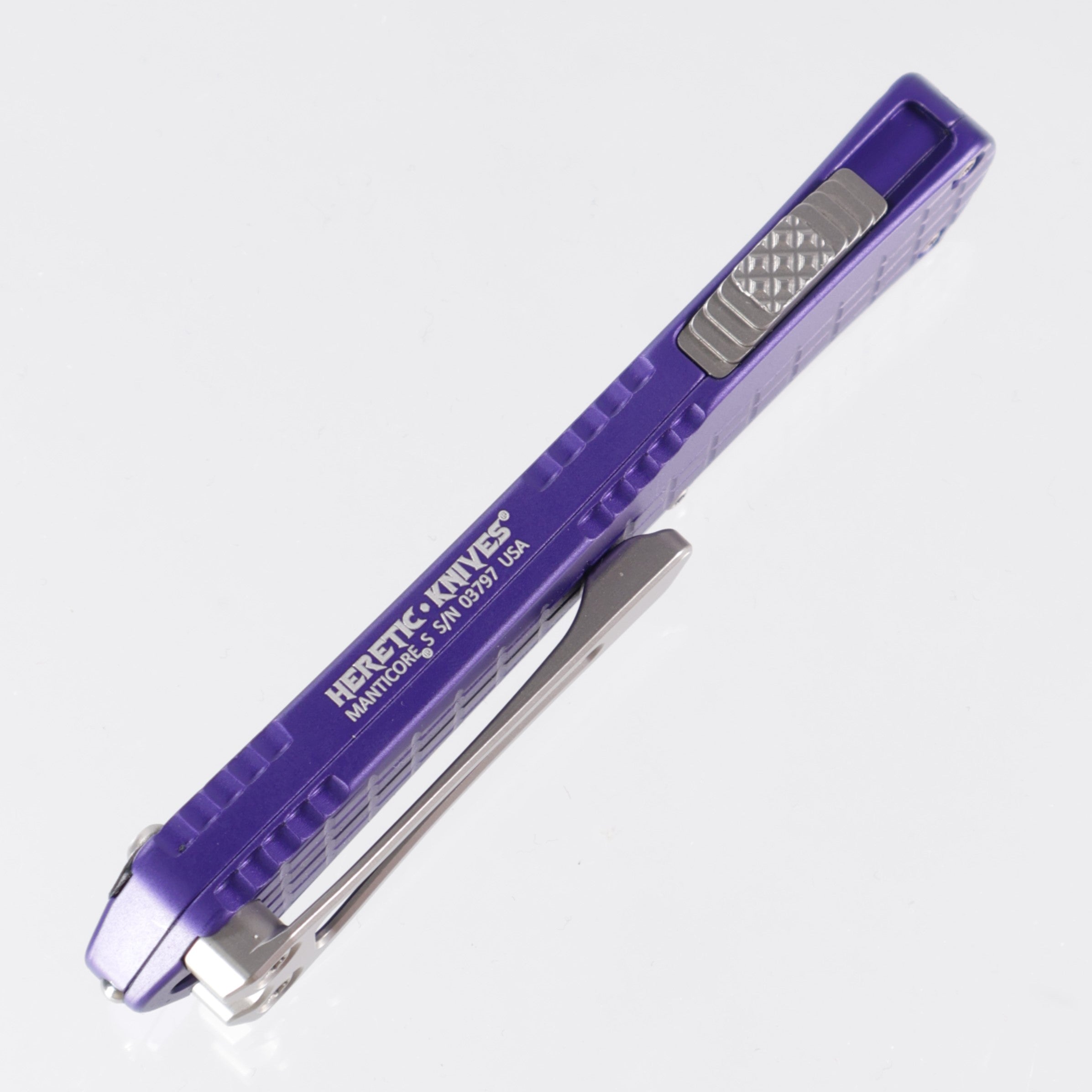 Heretic Manticore S - Purple Frag Aluminum - Bowie Stonewash Magnacut - H022BF-2A-PU