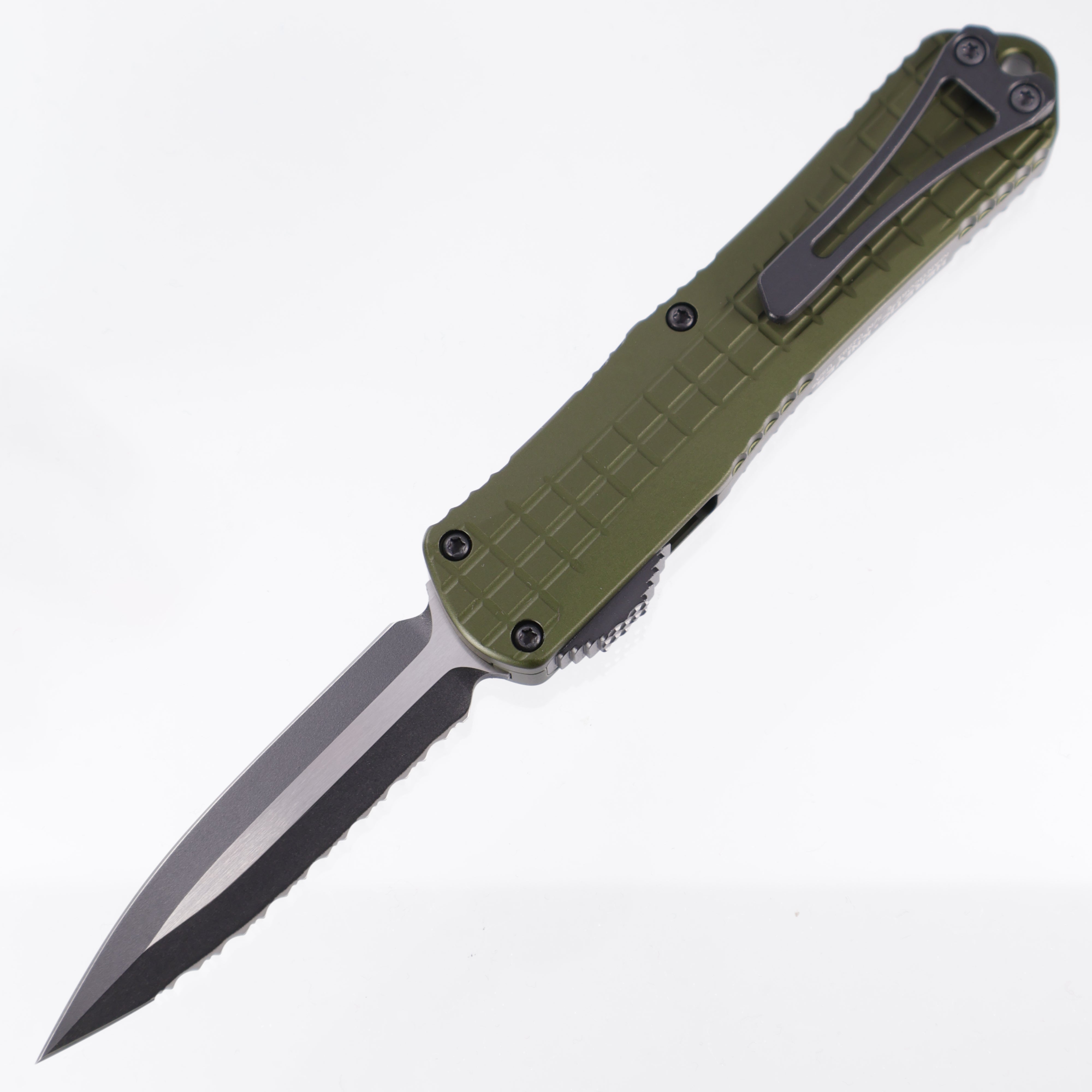 Heretic Manticore E - OD Green Frag Aluminum - Two-Tone Full Serrated D/E Magnacut - H028F-10C-GRN