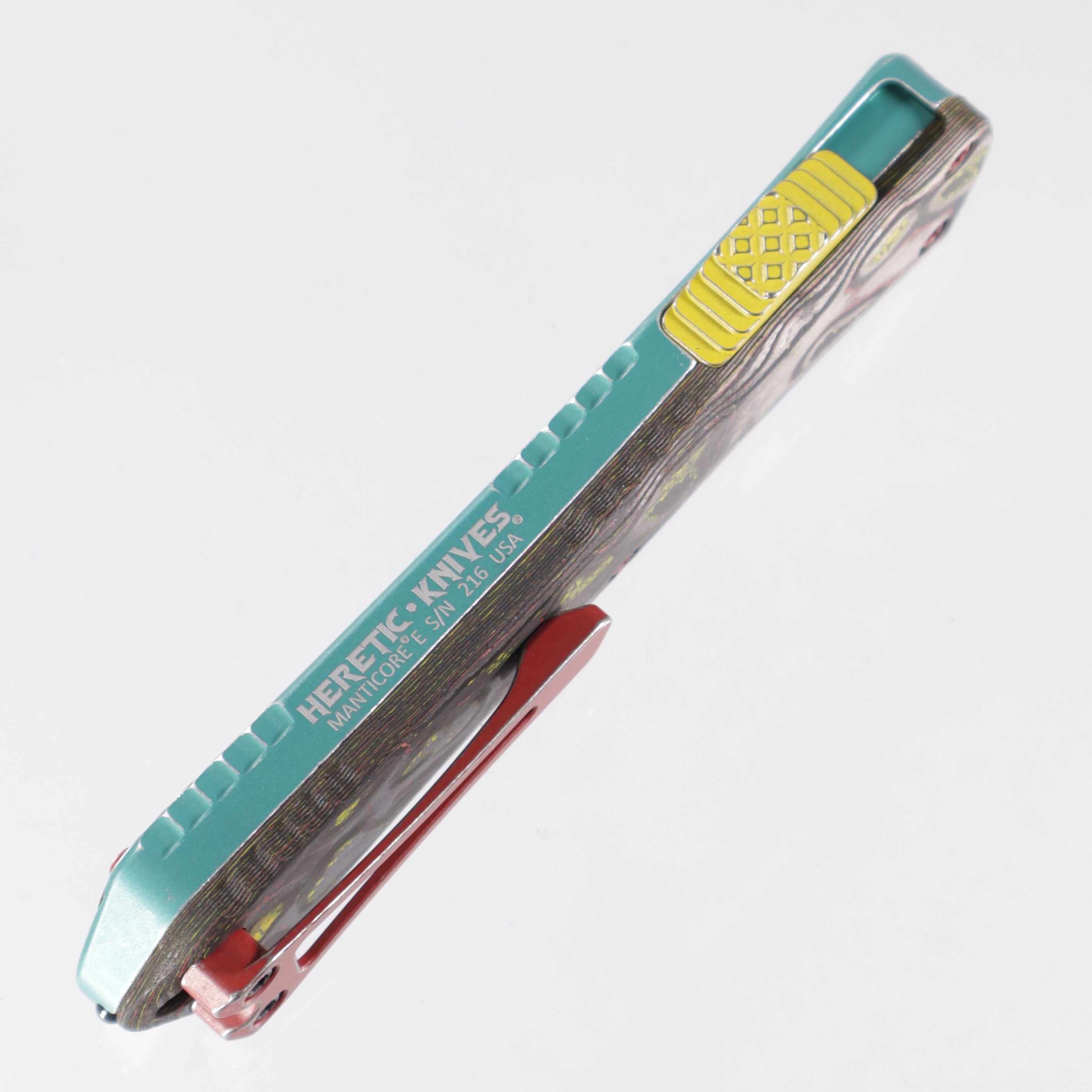 Heretic Manticore E - Bounty Hunter Double Edge - CamoCarbon & Distressed Aluminum - Two-Tone Magnacut - H028-10A-BOUNTY