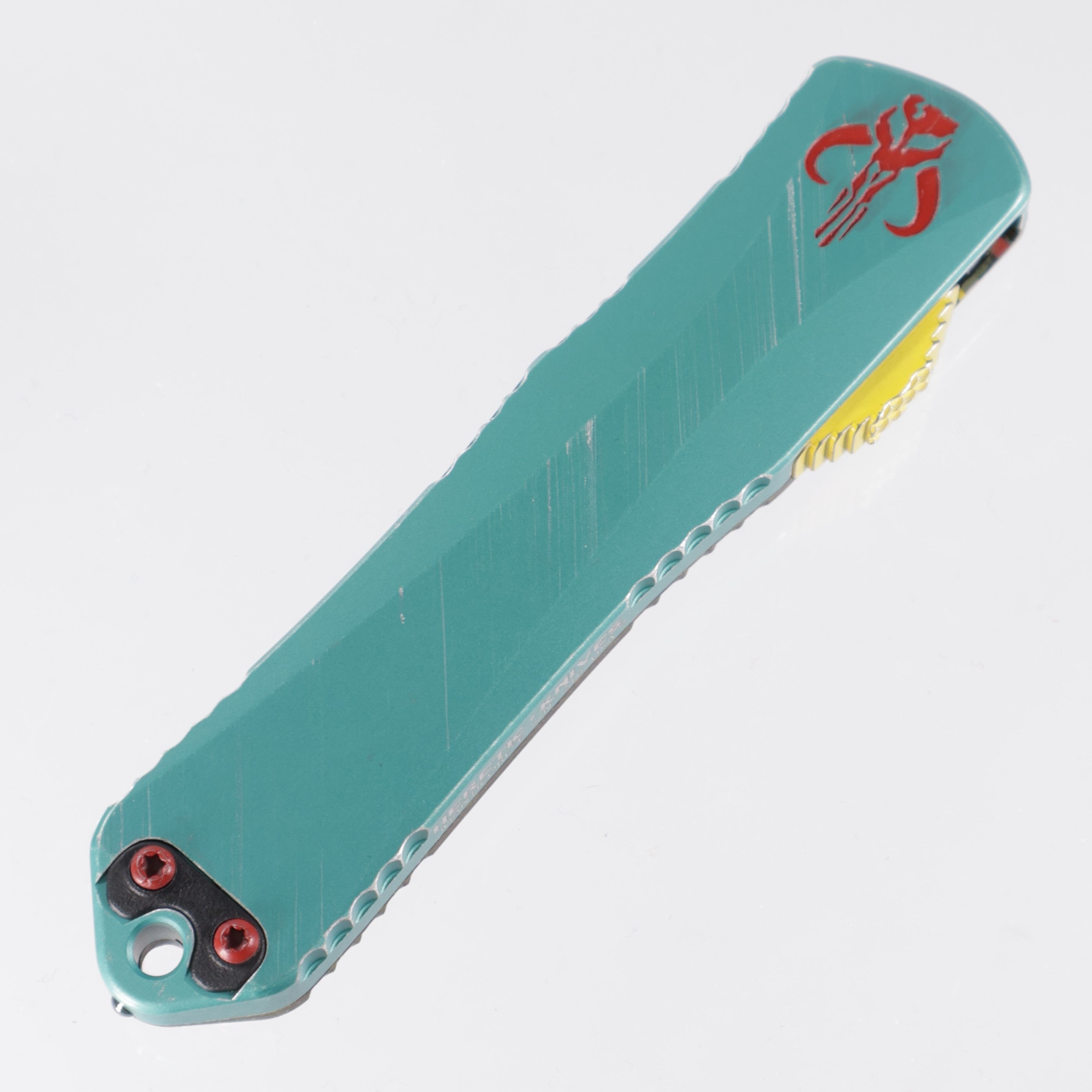 Heretic Manticore E - Bounty Hunter Double Edge - CamoCarbon & Distressed Aluminum - Two-Tone Magnacut - H028-10A-BOUNTY