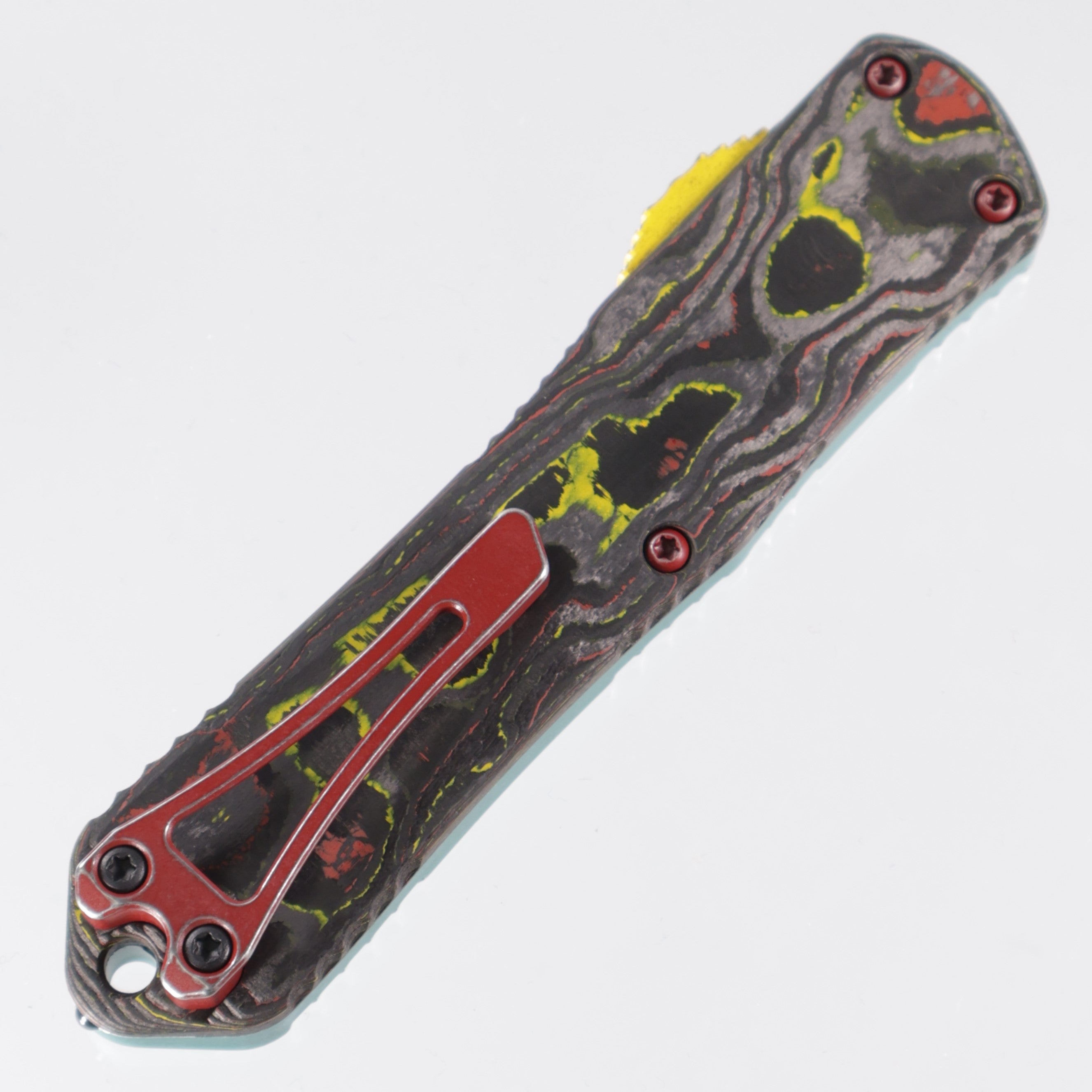 Heretic Manticore E - Bounty Hunter Bowie Full Serrated - CamoCarbon & Distressed Aluminum - Two-Tone Magnacut - H026B-14C-BOUNTY