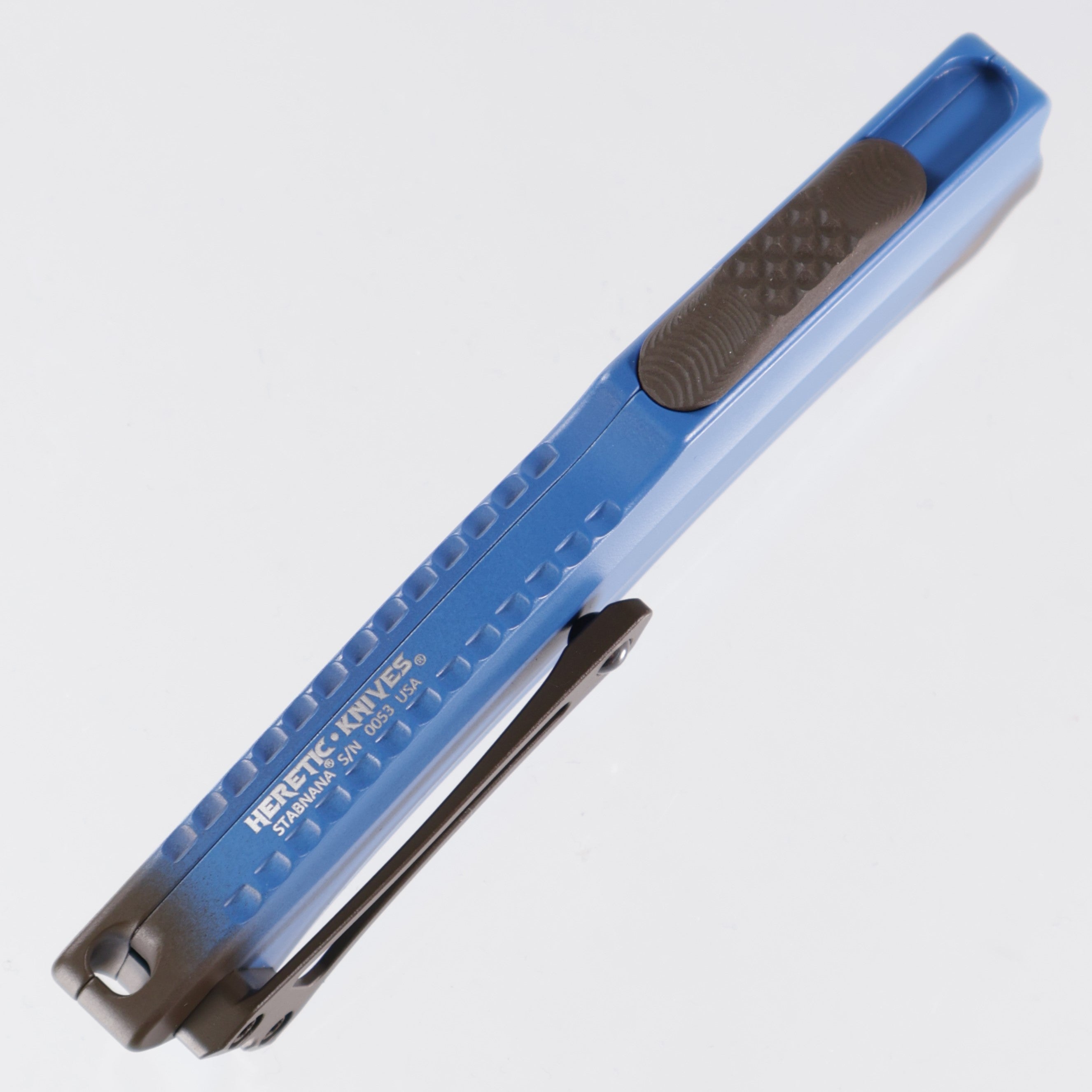 Heretic Roc - Stabana For Scale BR OP Exclusive - Blue Banana Handles & Blue Cerakote Magnacut - Curved OTF - H060-BLU-BLU/NANA