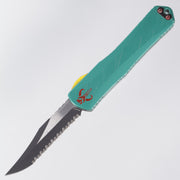 Heretic Manticore X - Bounty Hunter Bowie - Two-Tone Full Serrated Magnacut - CamoCarbon & Distressed Aluminum - H030B-14C-BOUNTY